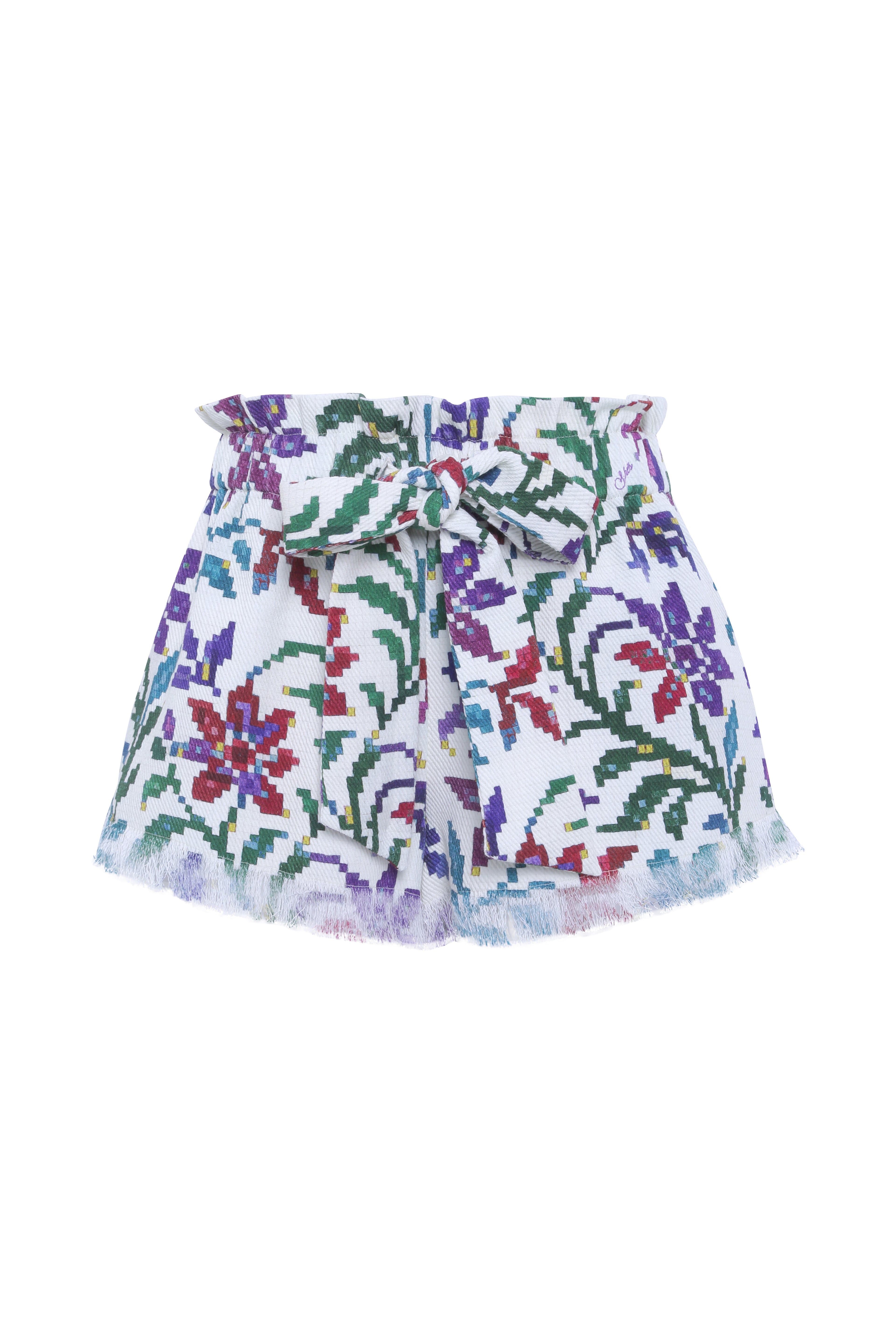 SHOL - Floral print shorts with frayed hem