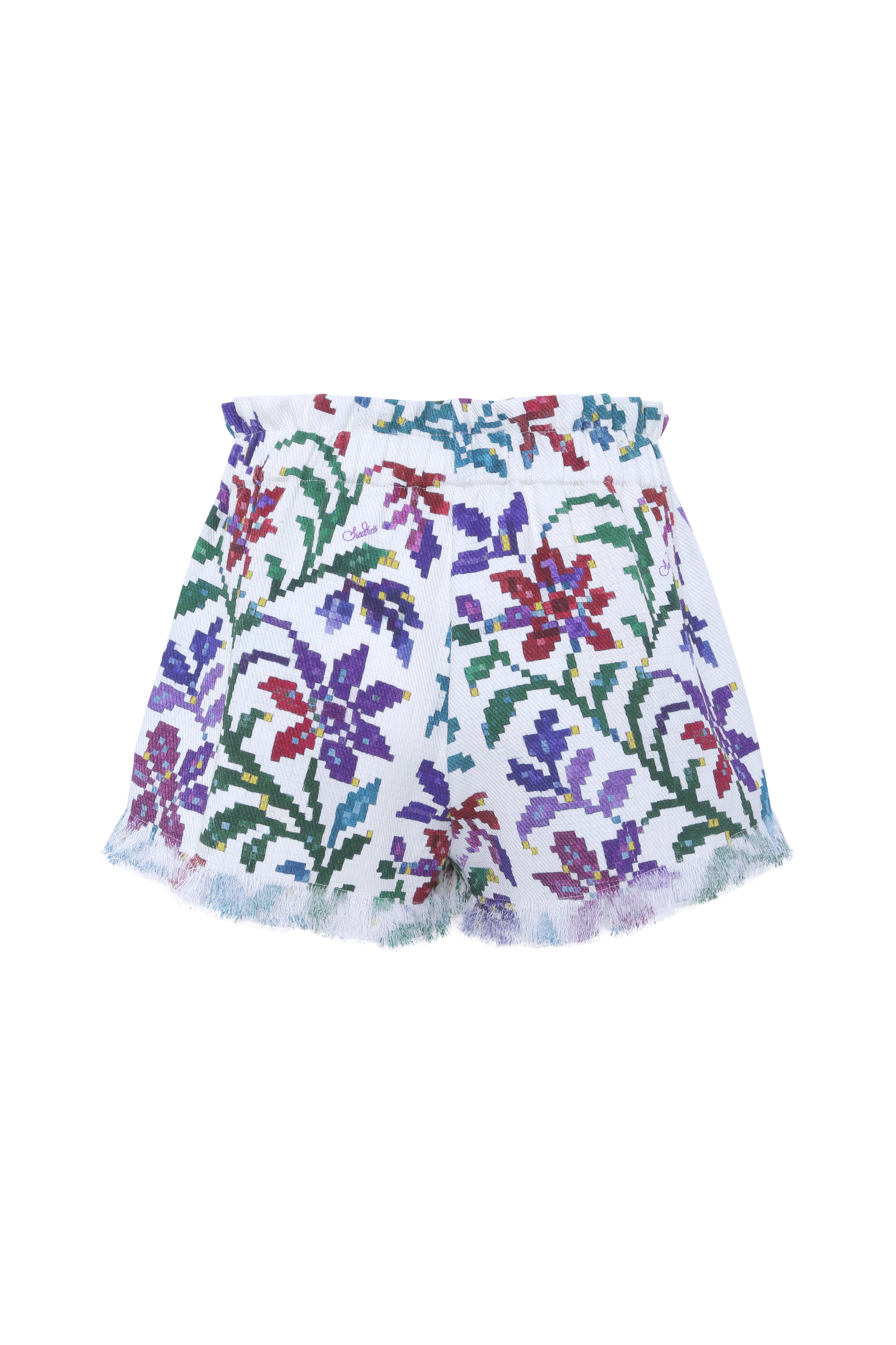 SHOL - Floral print shorts with frayed hem