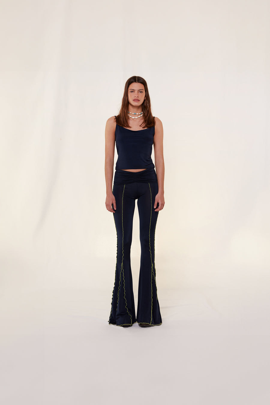 LUSE - Flared jersey pants with contrast stitching