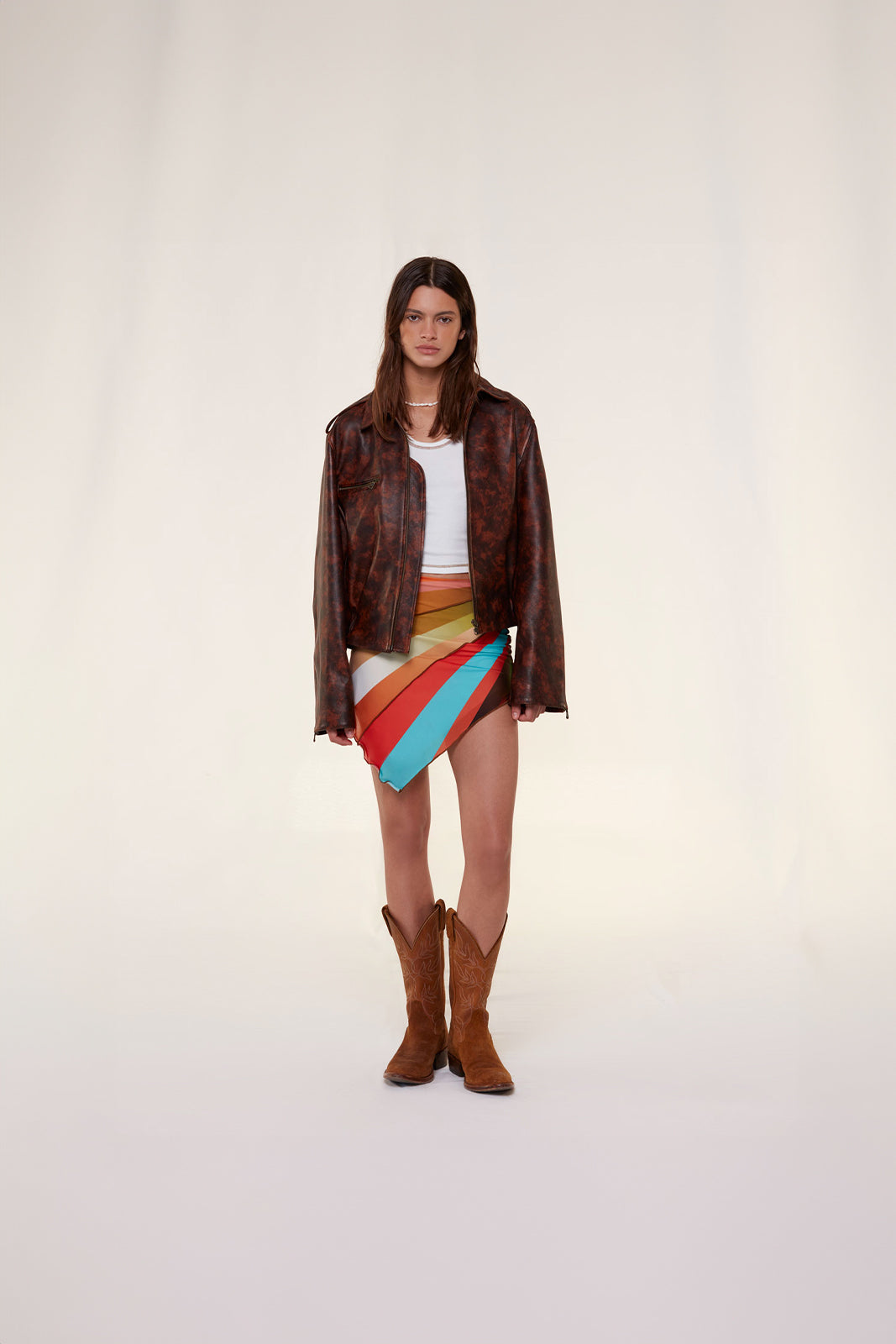 JULES - Sun-ray printed asymmetric mini skirt