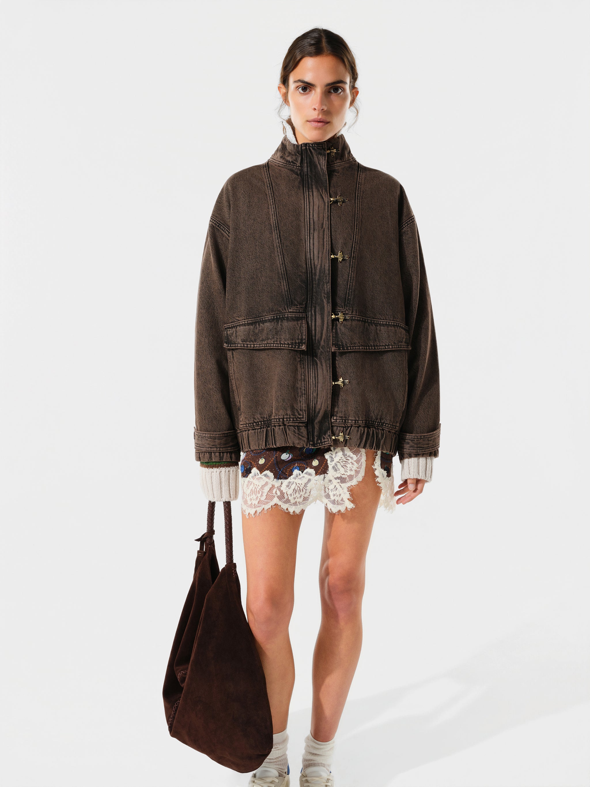 POLCA - Denim jacket with metal hook closure