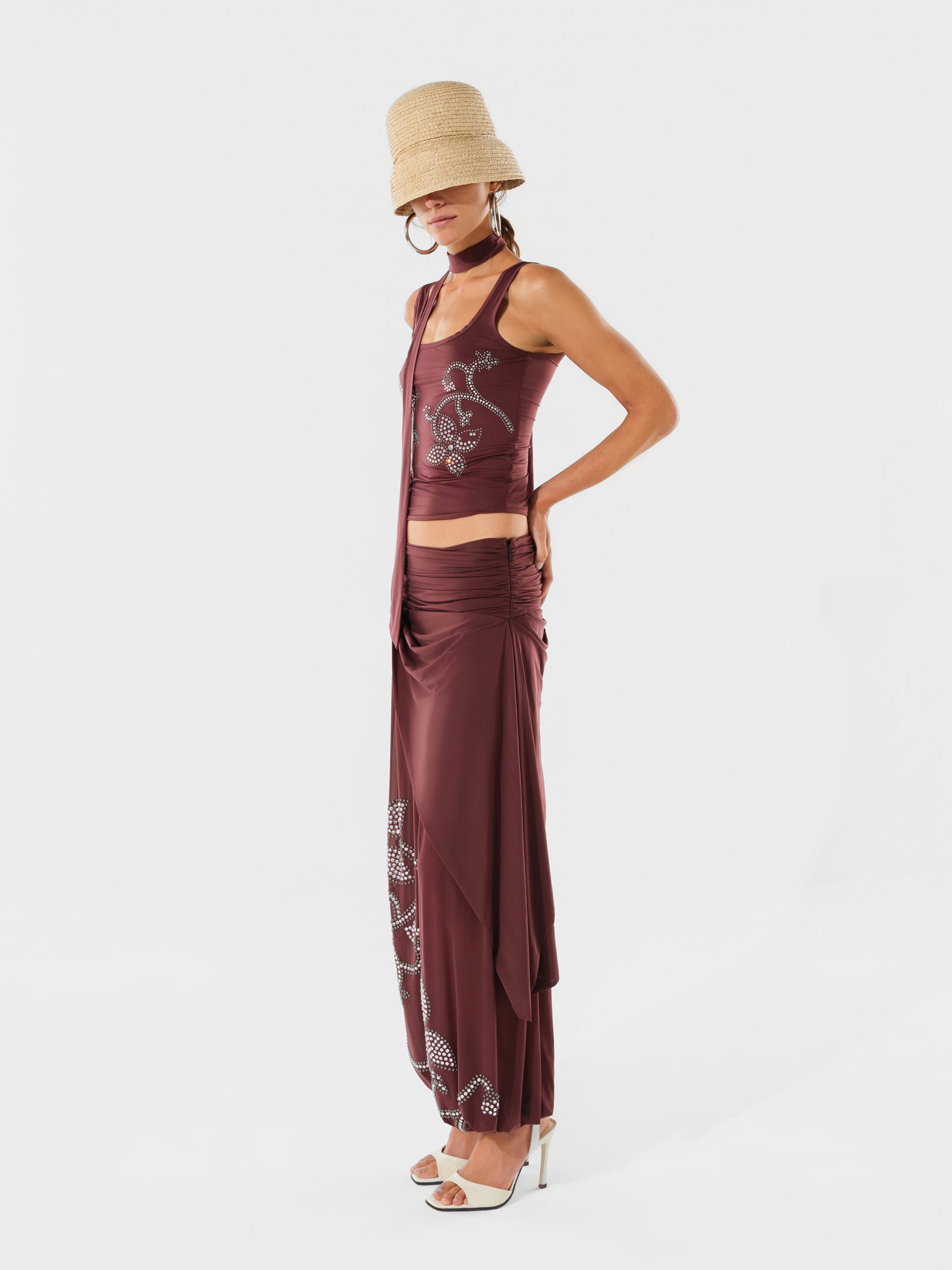 NINA - Embellished top with scarf detail