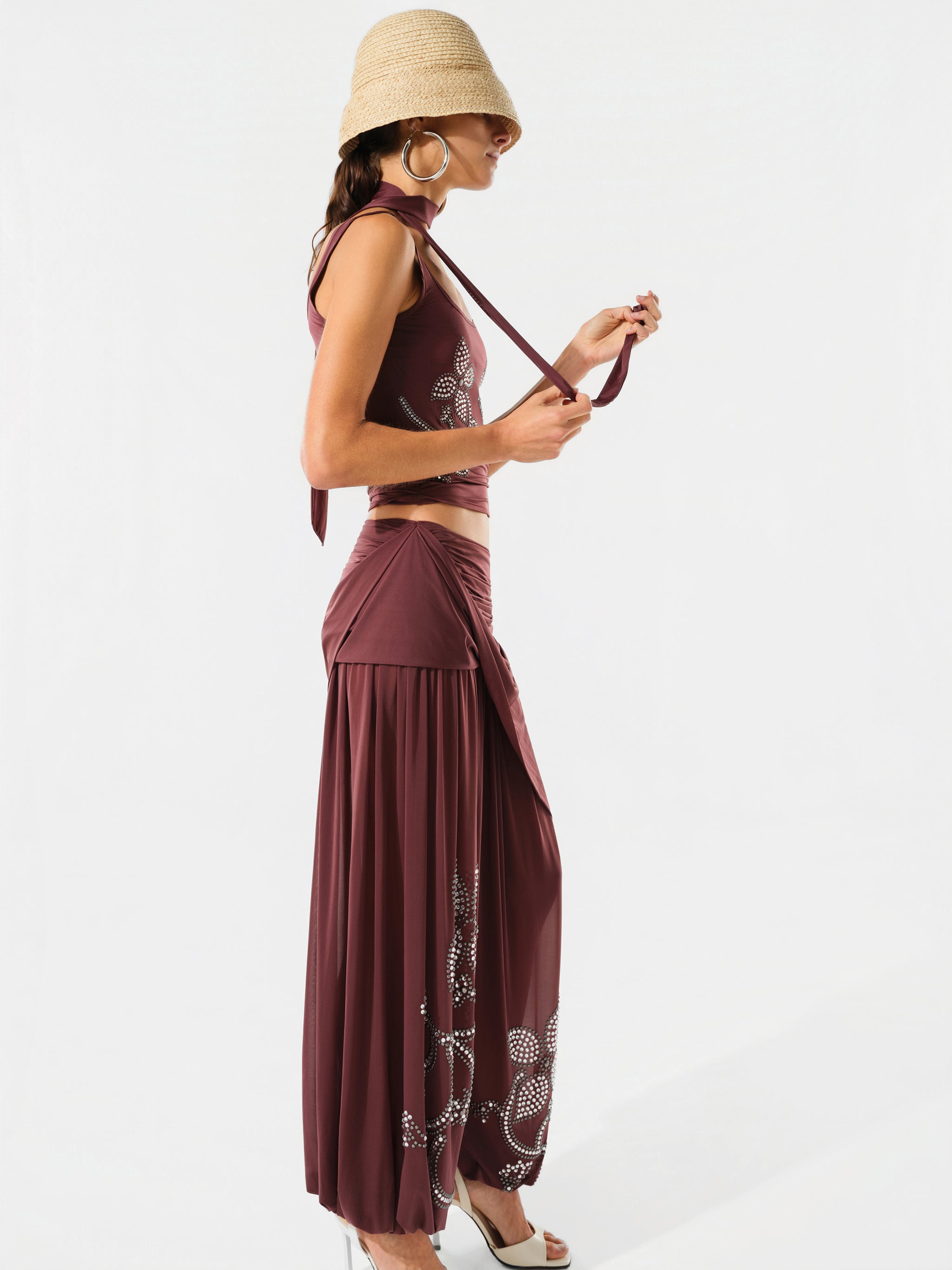 TATE - Draped jersey pants with detail