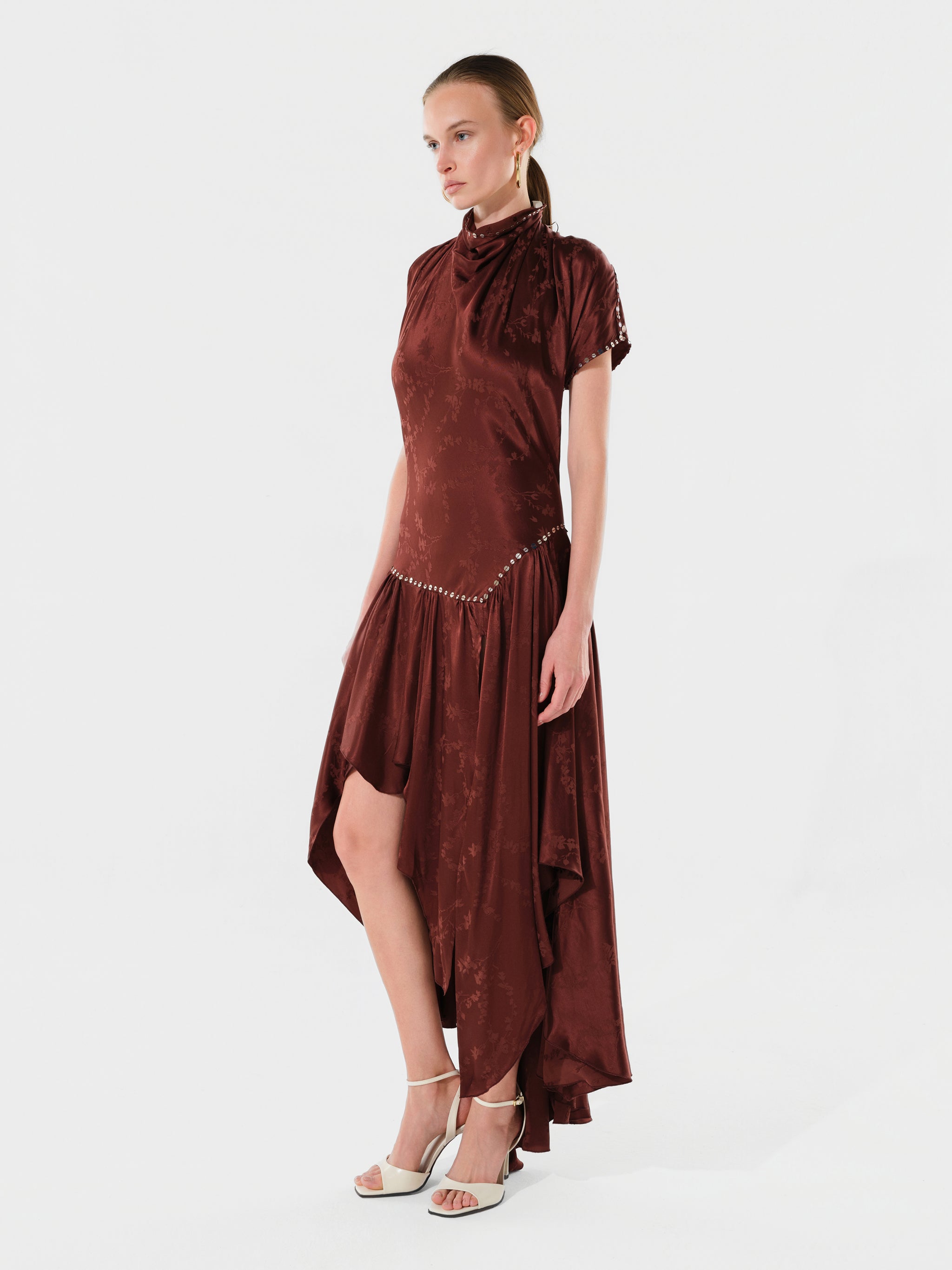MAREN - Open-back satin asymmetric dress