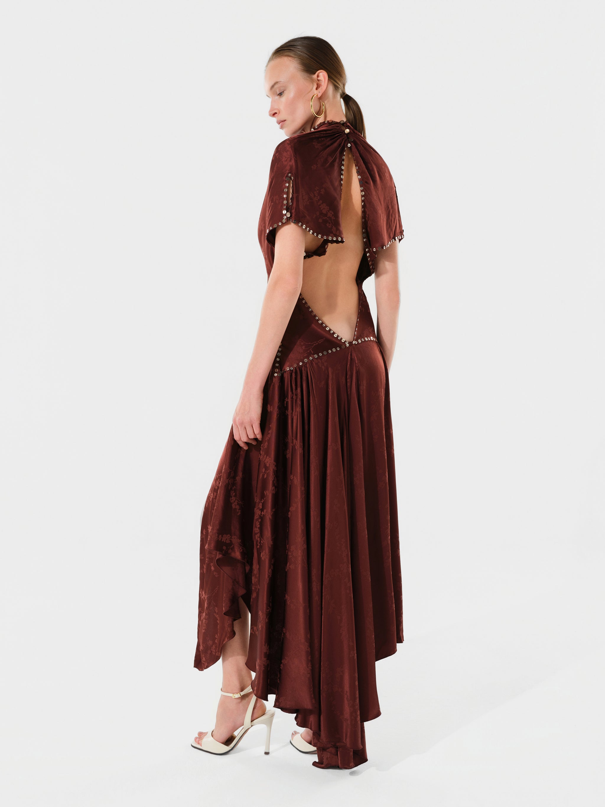 MAREN - Open-back satin asymmetric dress