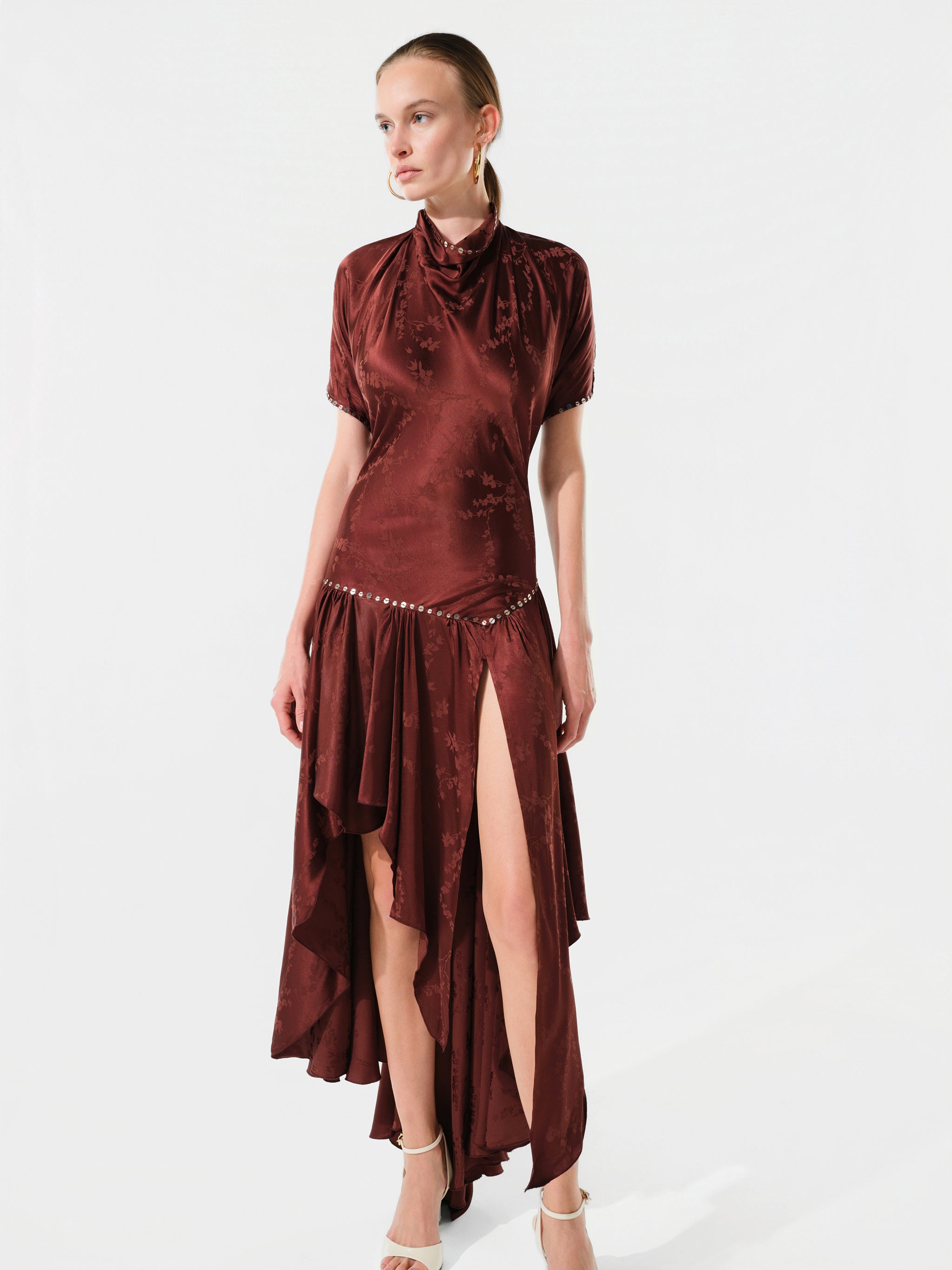 MAREN - Open-back satin asymmetric dress