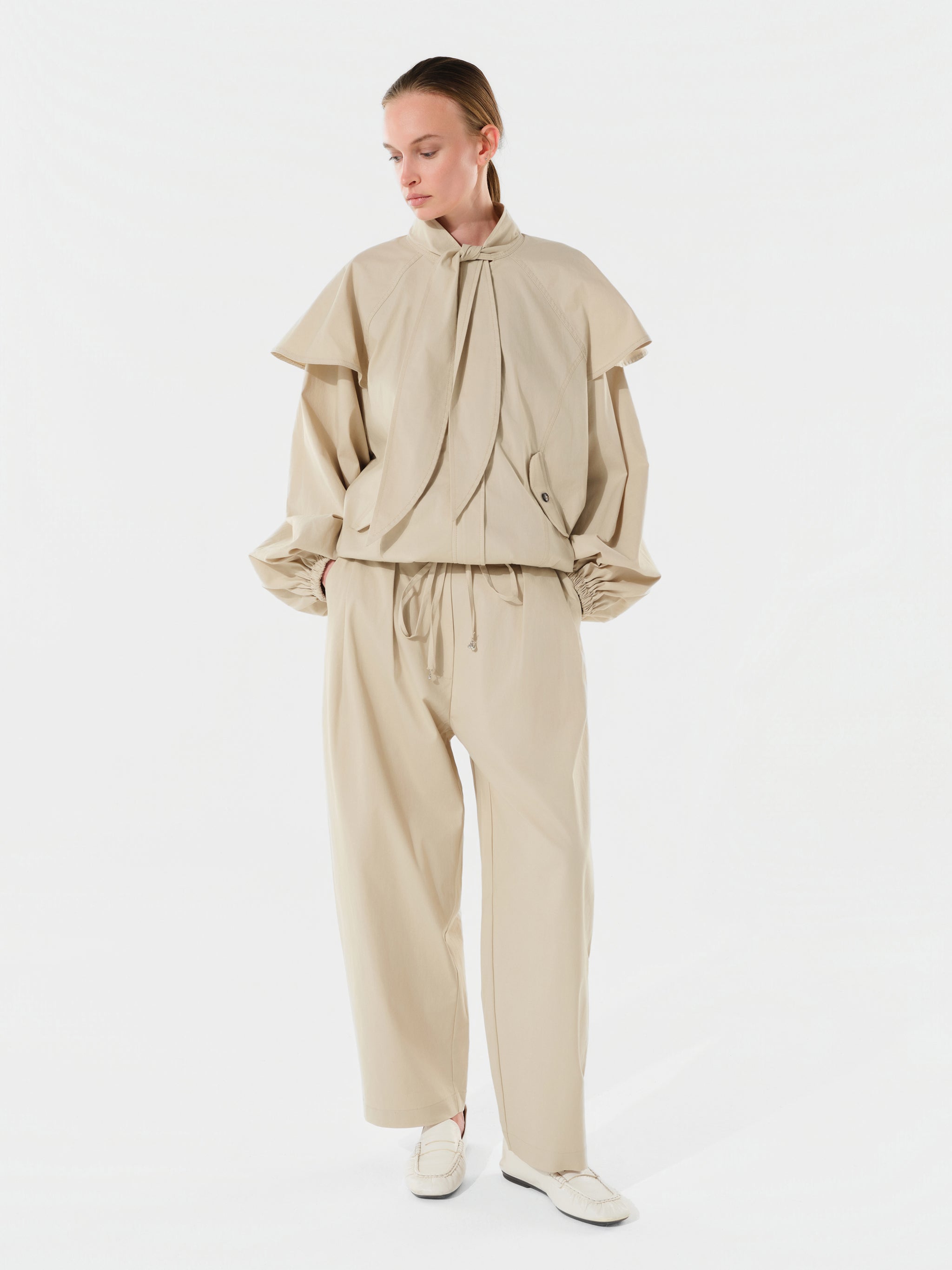 DUNE - Cape-detailed jacket with tie-neck
