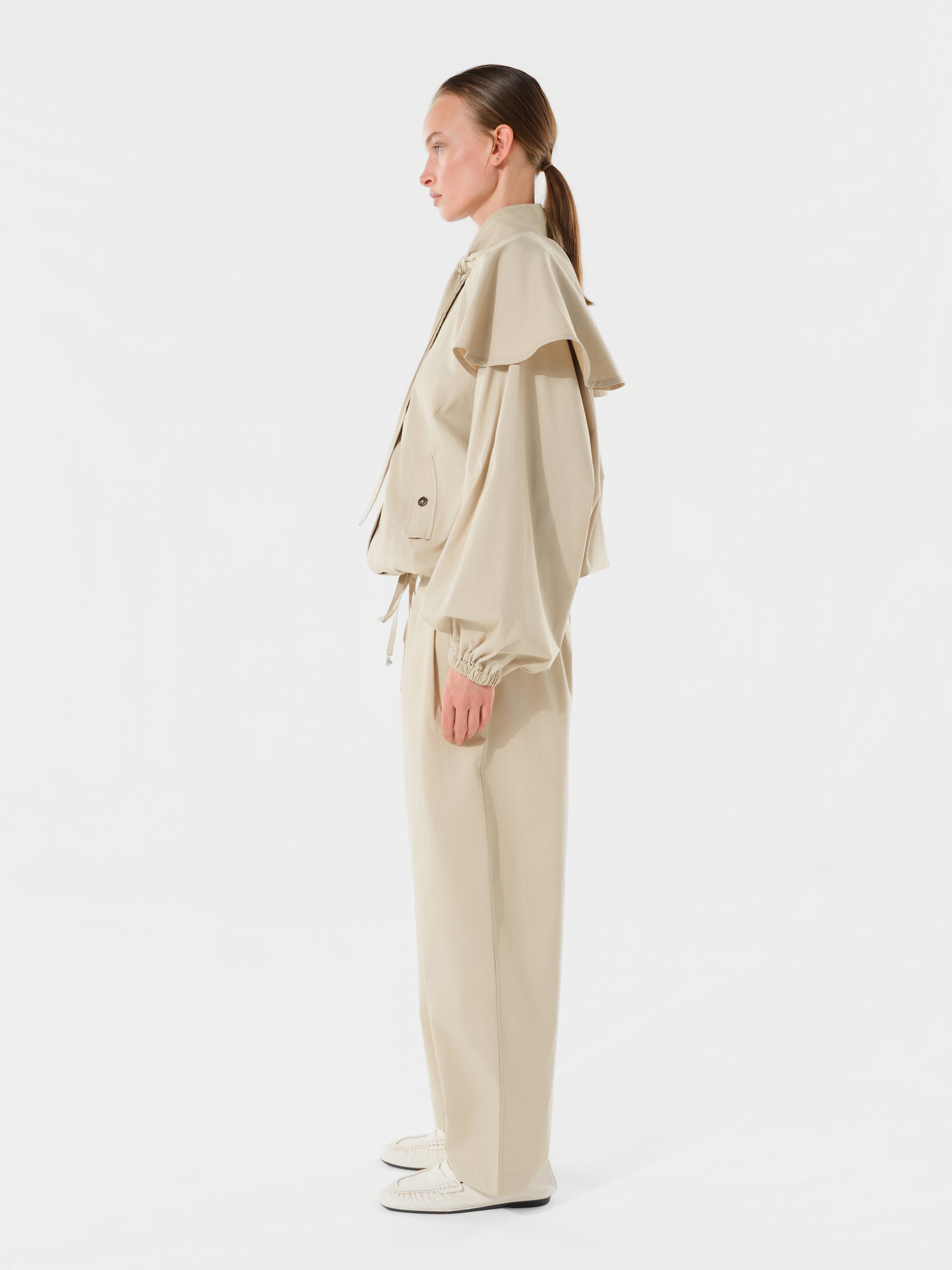 DUNE - Cape-detailed jacket with tie-neck