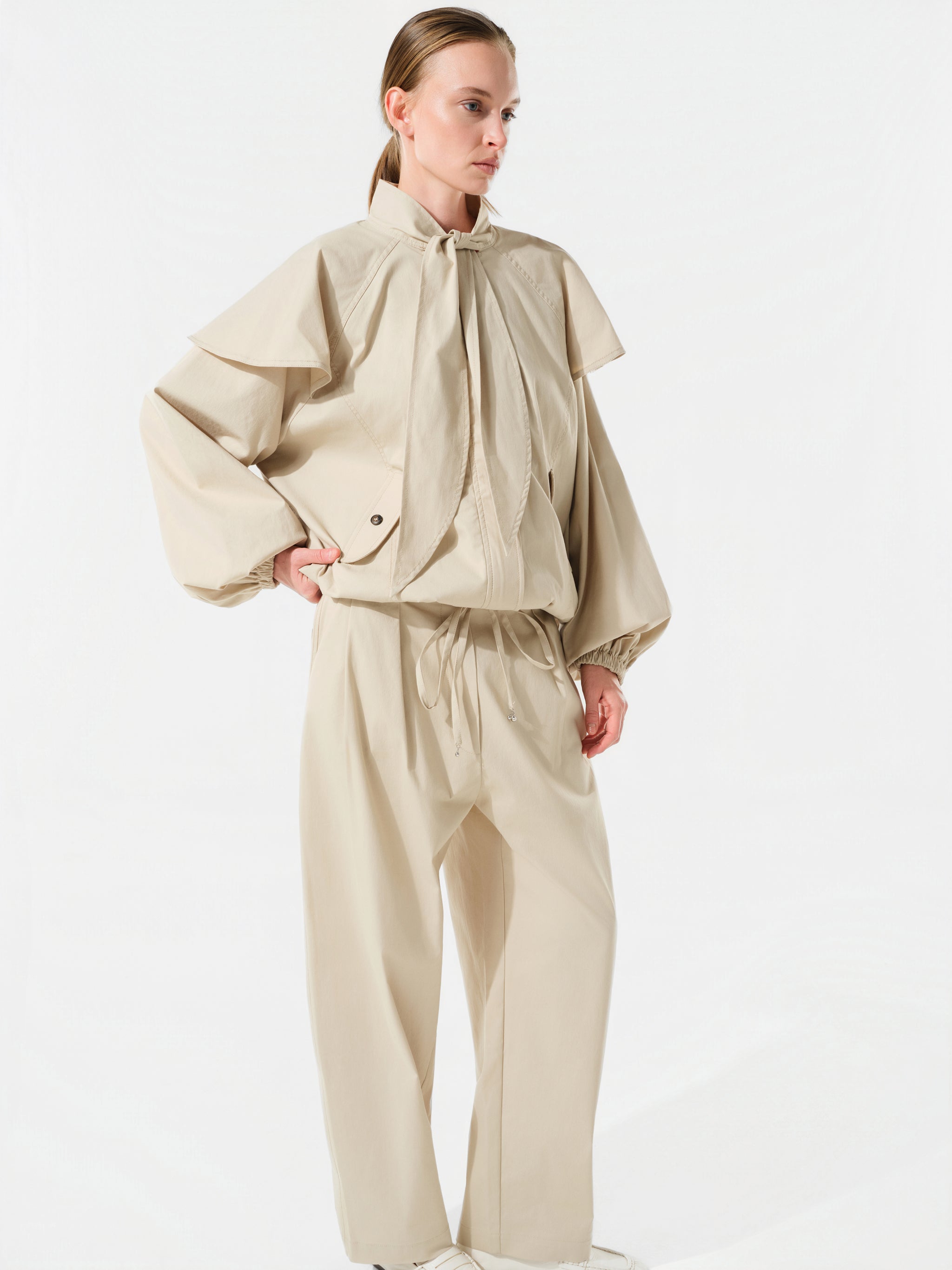 DUNE - Cape-detailed jacket with tie-neck