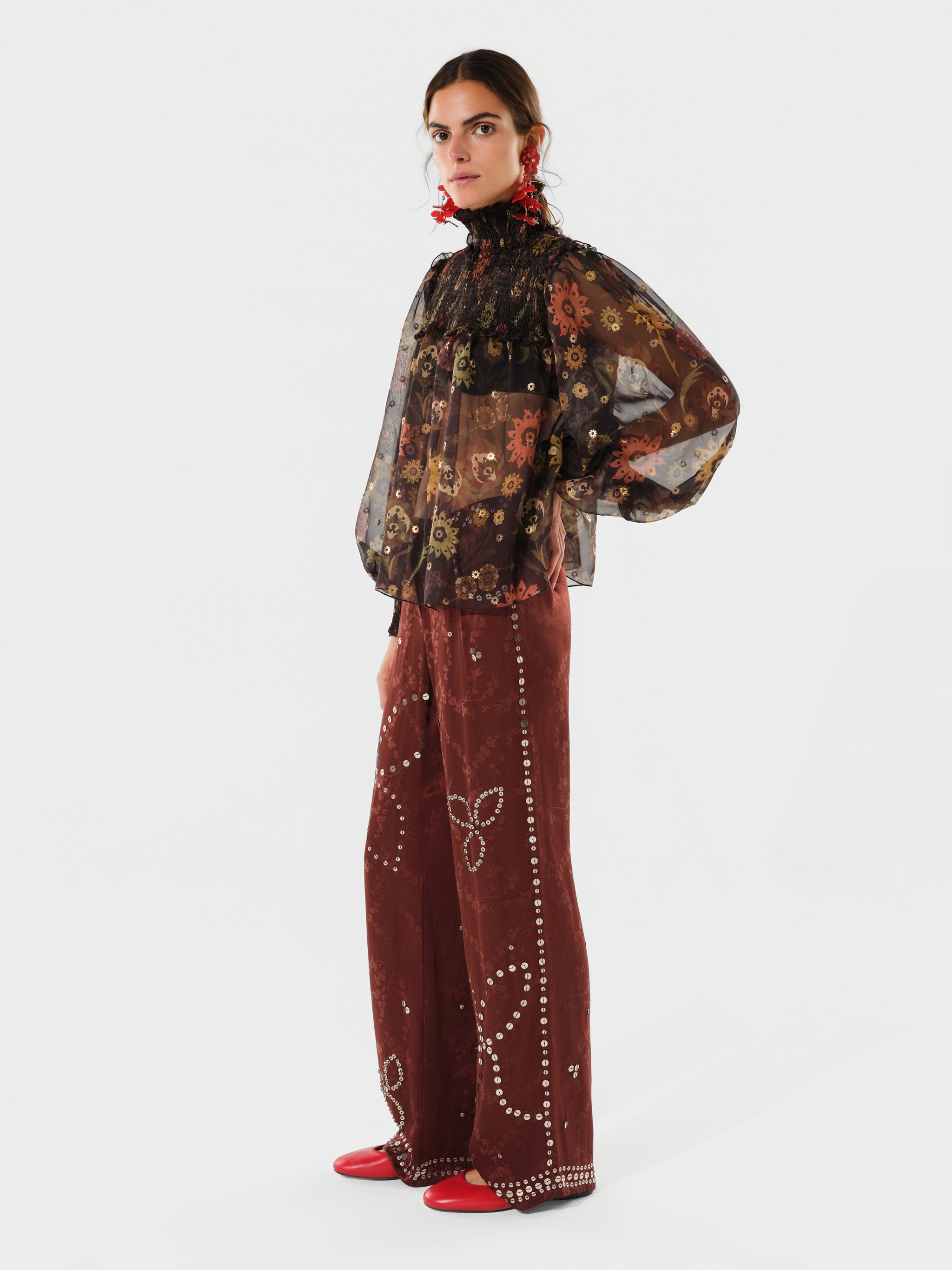 BRITY - Embellished satin straight-leg pant