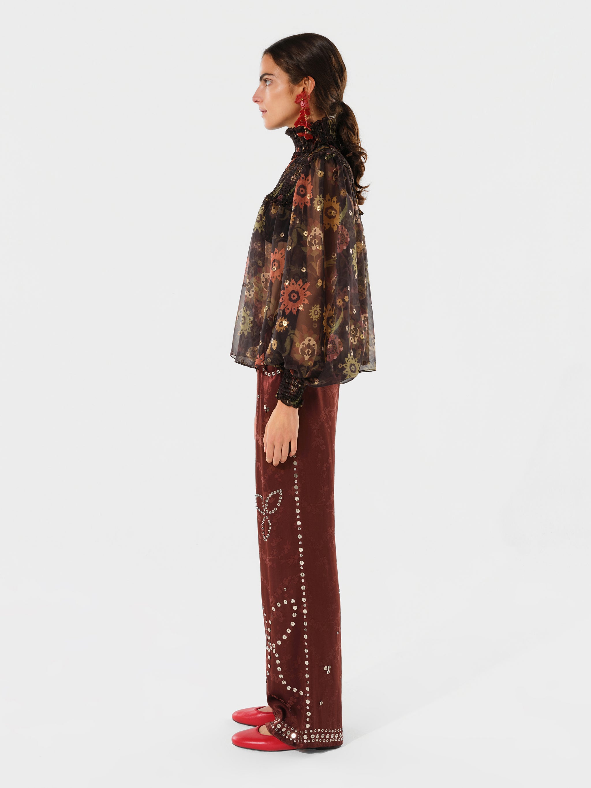 BRITY - Embellished satin straight-leg pant