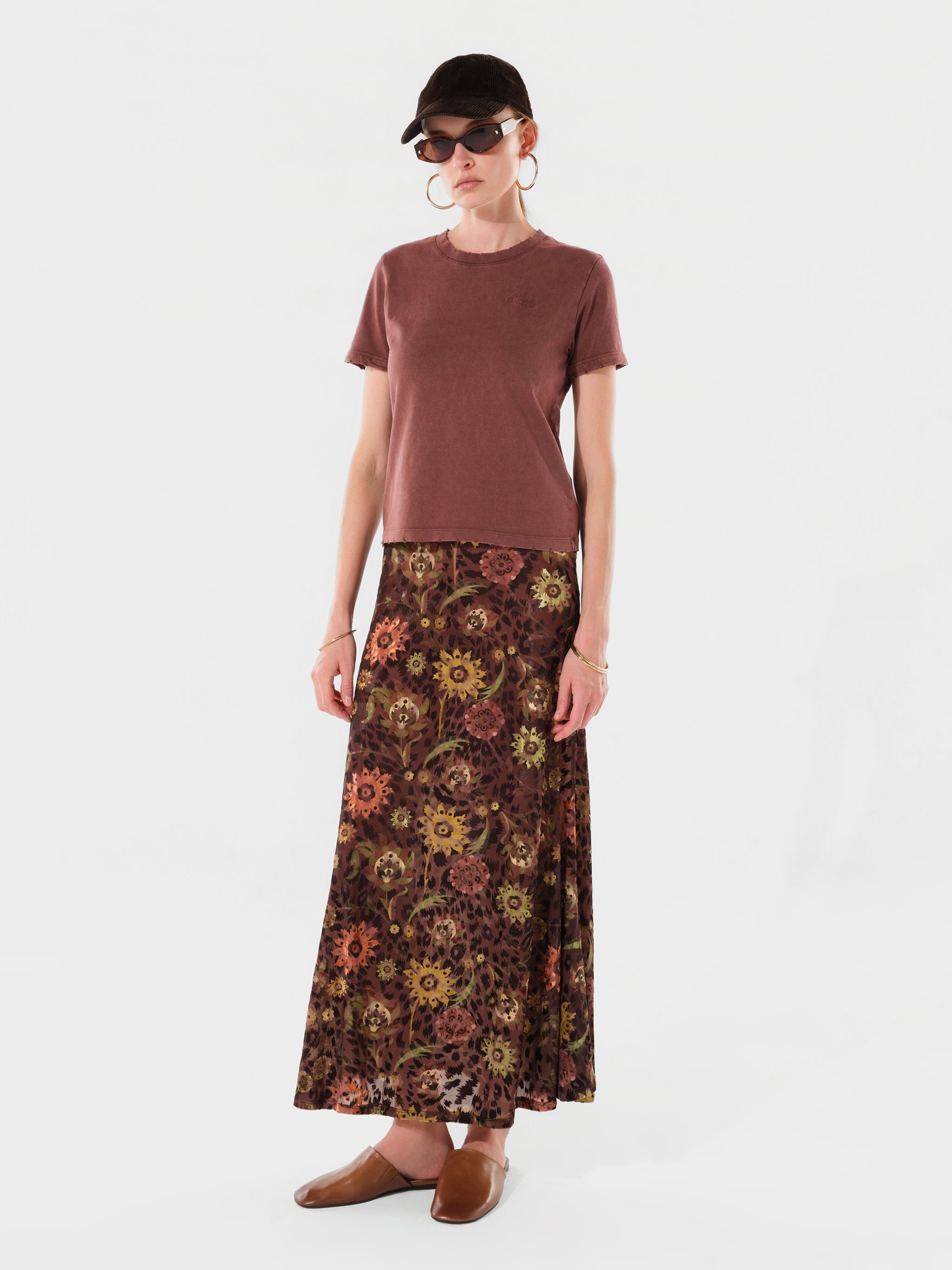 SINY - Floral printed midi skirt