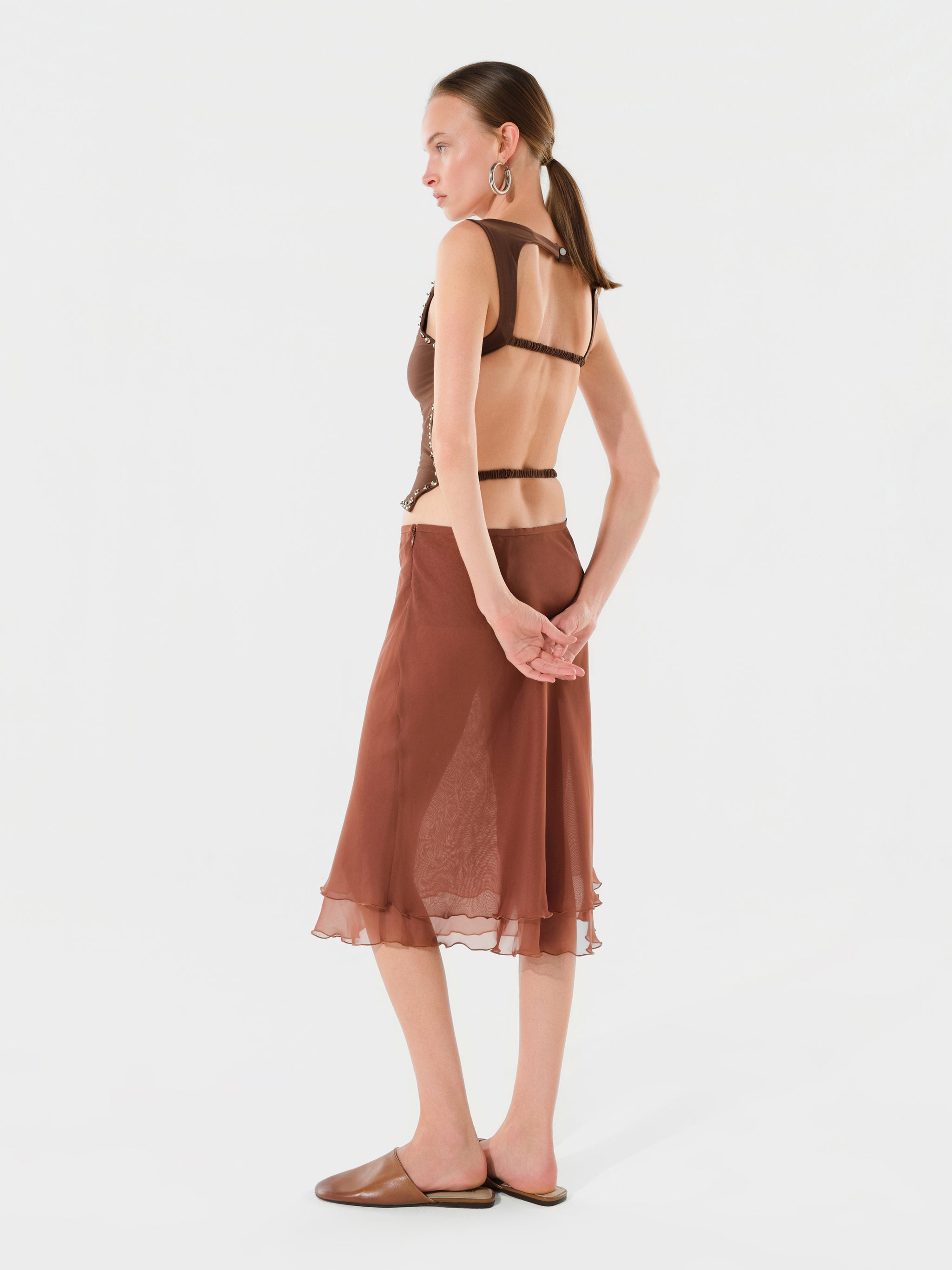 ZELNA - Fitted jersey top with stud details