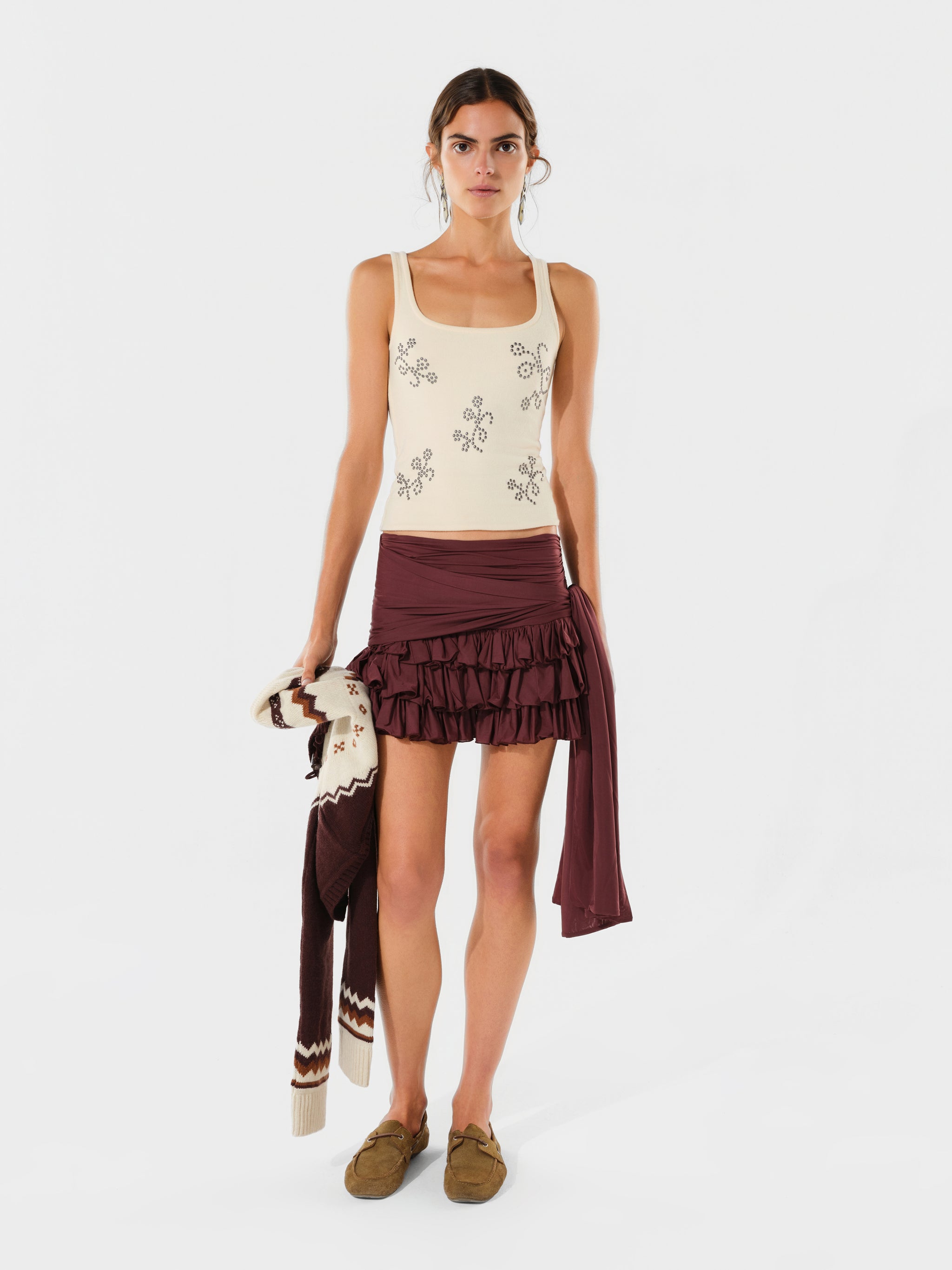 CALI - Embellished square neck top