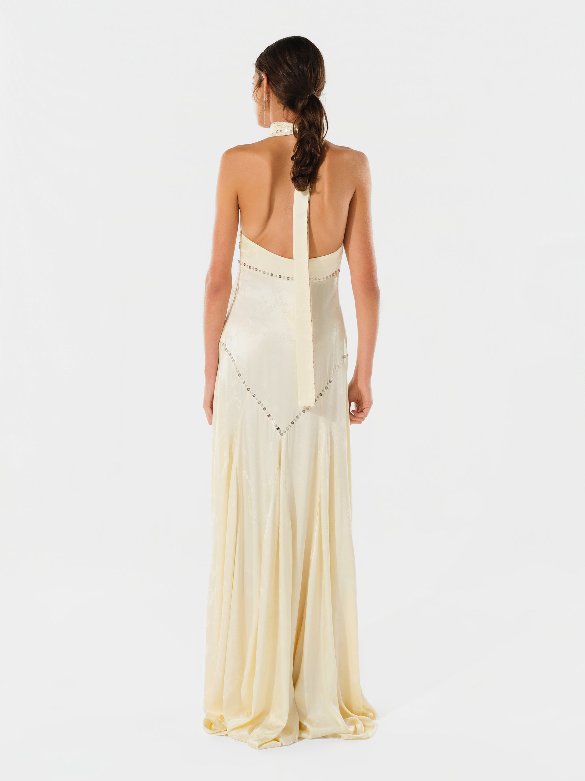 RAYE - Embellished halter maxi dress with neck tie design