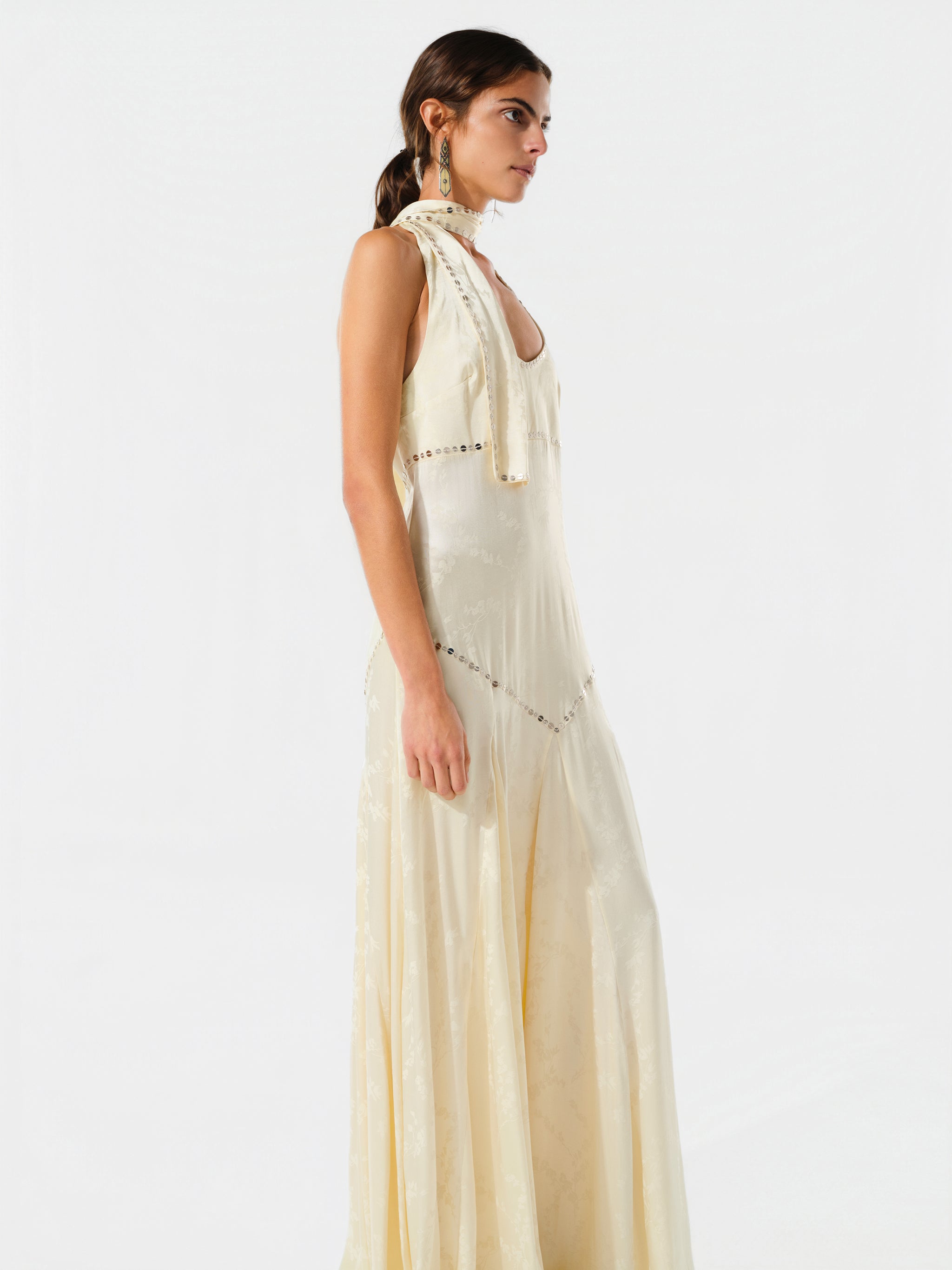RAYE - Embellished halter maxi dress with neck tie design