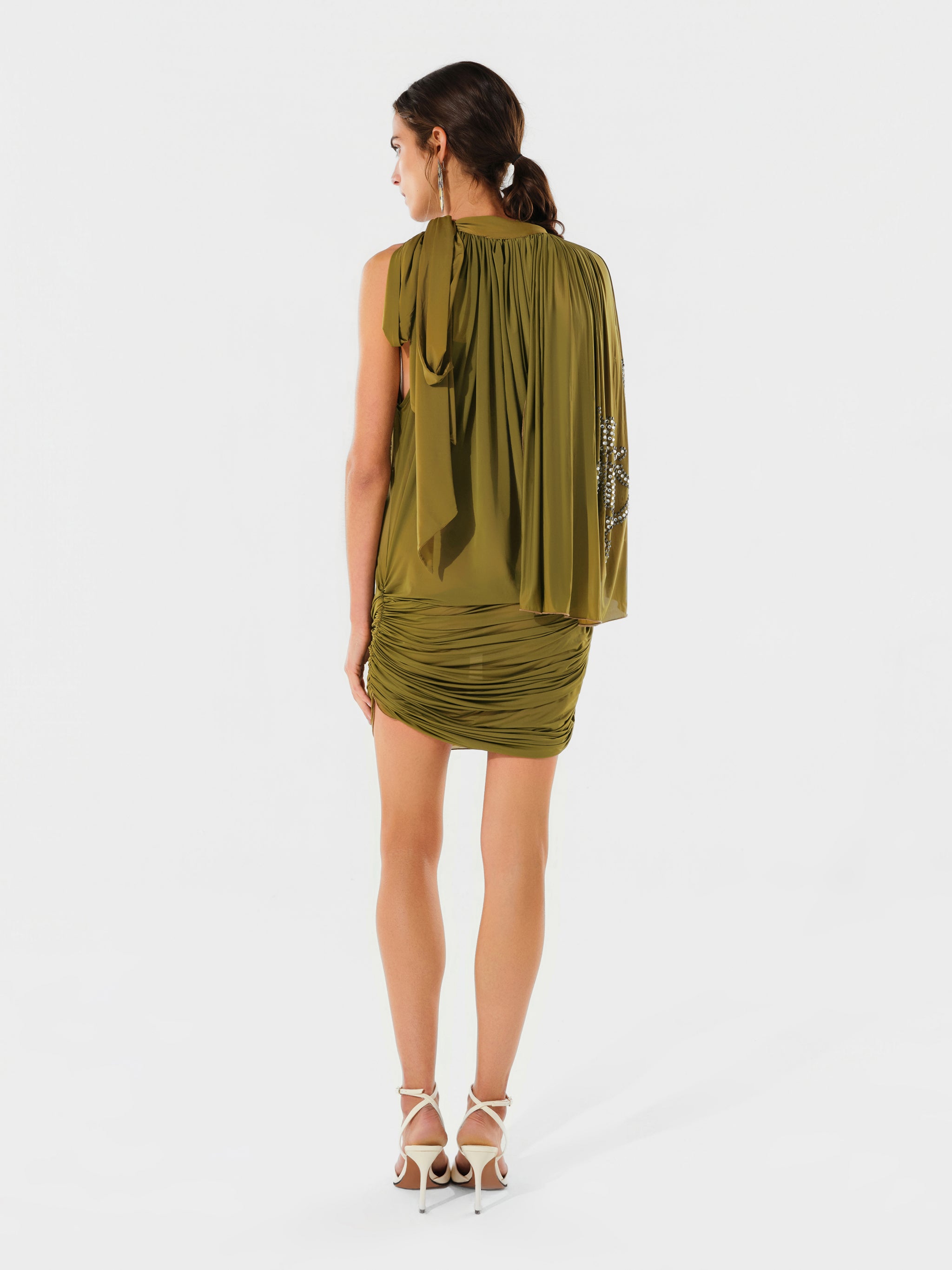 LAREL - Draped crystal embellished mini dress