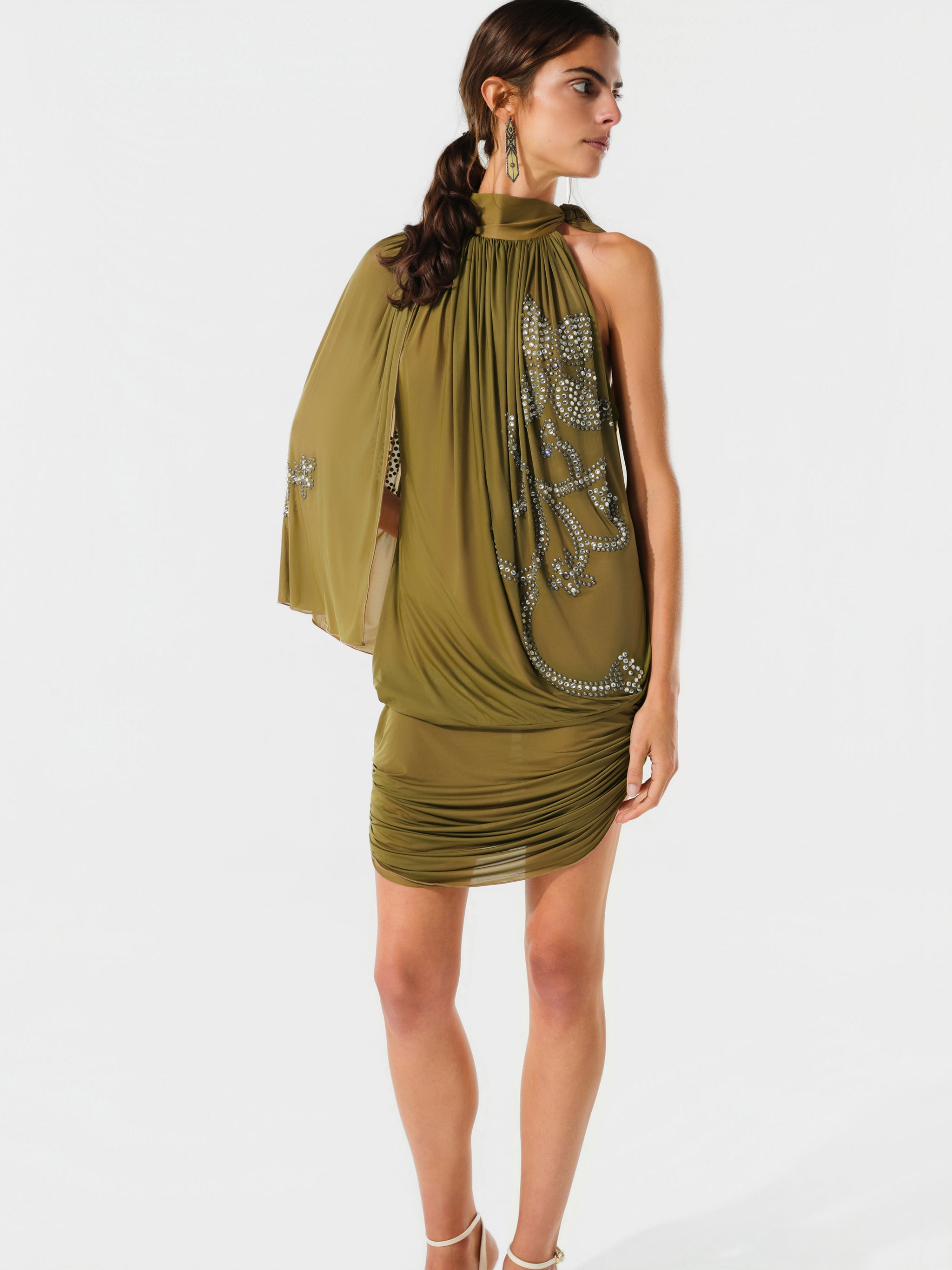 LAREL - Draped crystal embellished mini dress