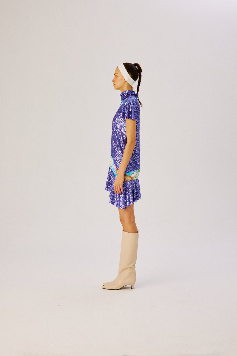 SABRINA - Turtle neck sequin mini-dress