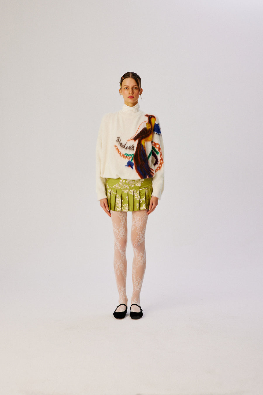 ZENIA - Pleated jacquard mini skirt