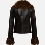 RONCH - Shearling-collar leather jacket