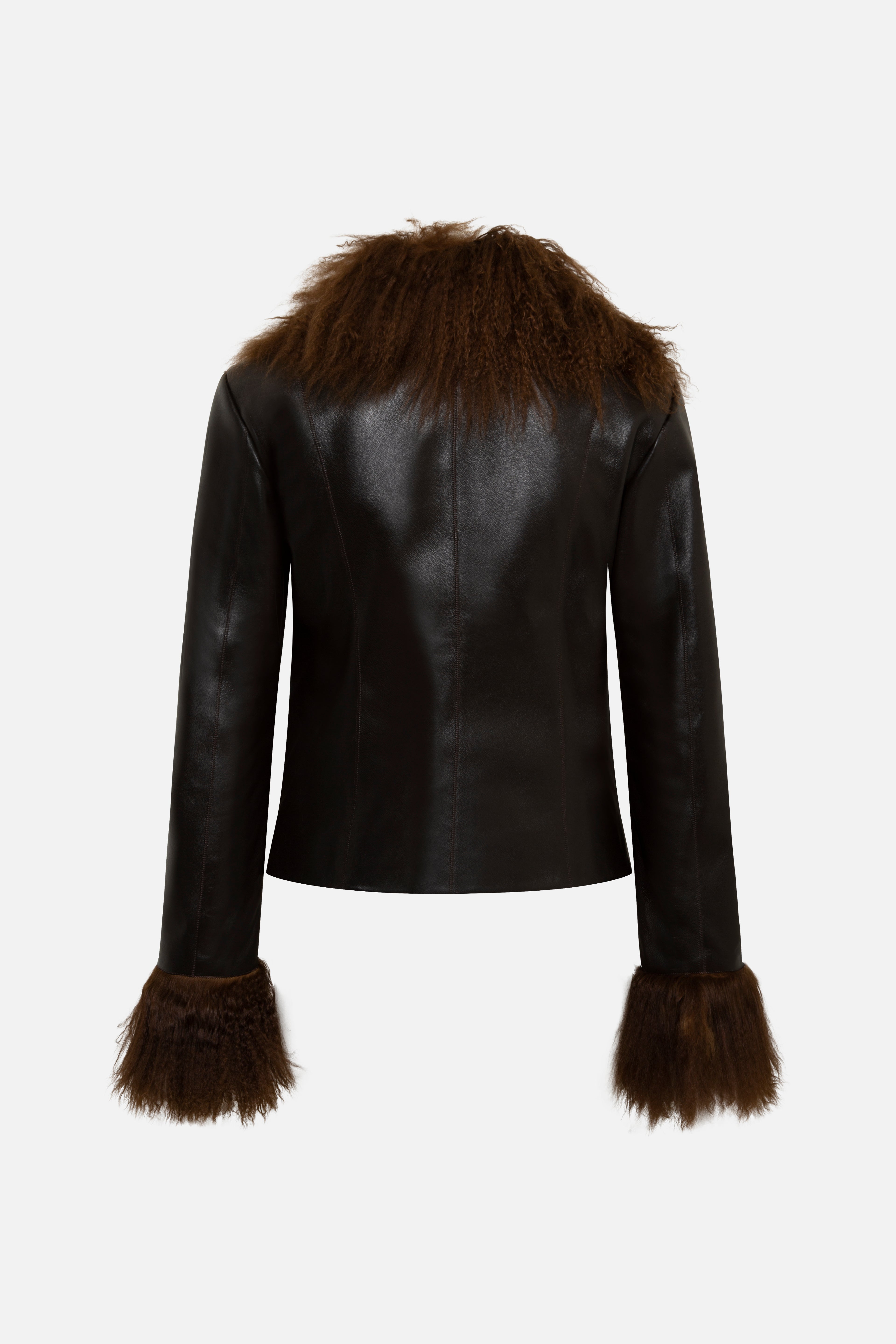 RONCH - Shearling-collar leather jacket