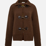 OLLIE - Wool blend cardigan with printed satin lining