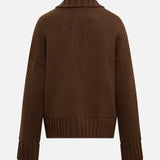 OLLIE - Wool blend cardigan with printed satin lining