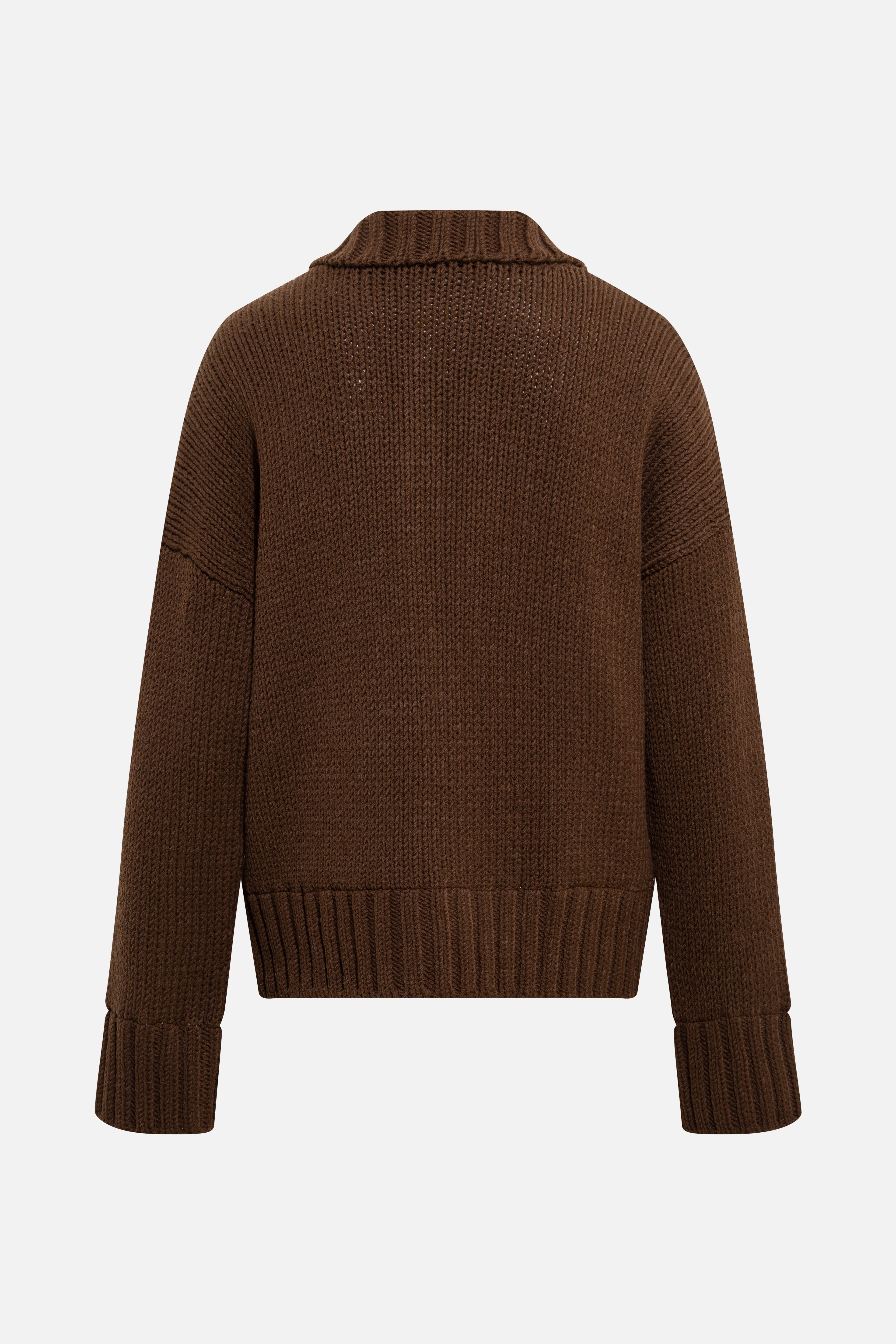 OLLIE - Wool blend cardigan with printed satin lining