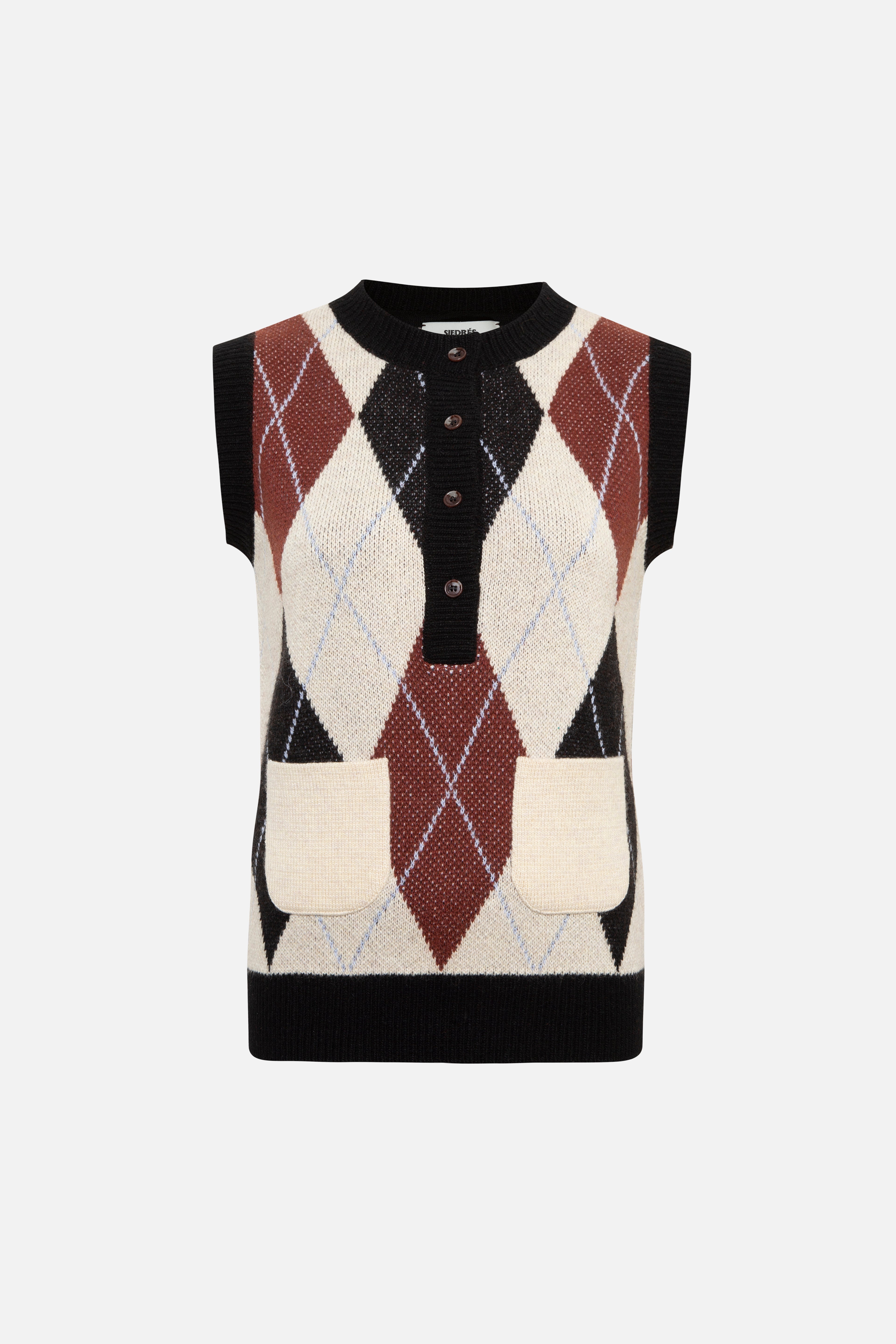CARINA - Cashmere-wool blend semi-buttoned vest