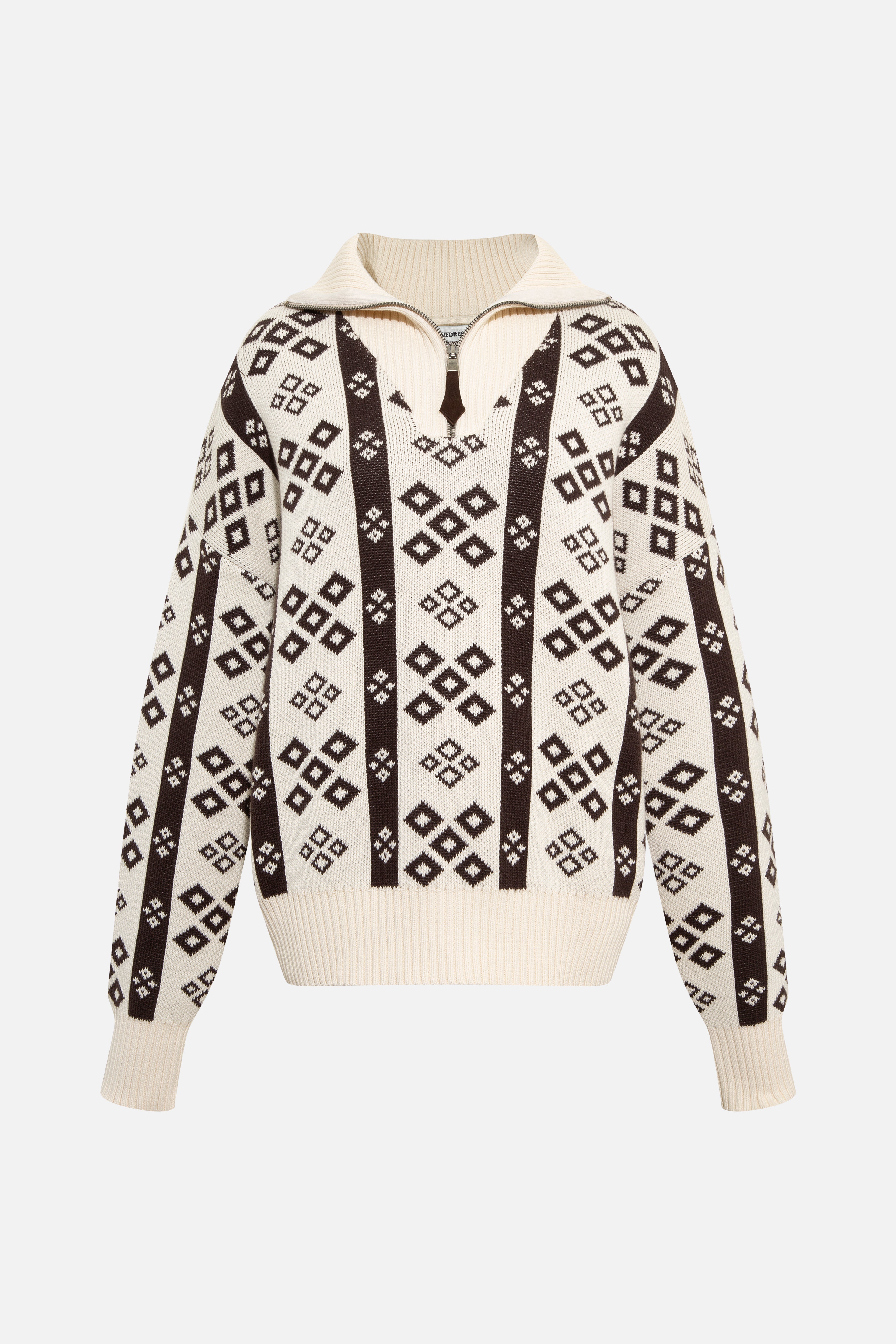 GENEVA - Cashmere-wool blend knit sweater with semi-zipper