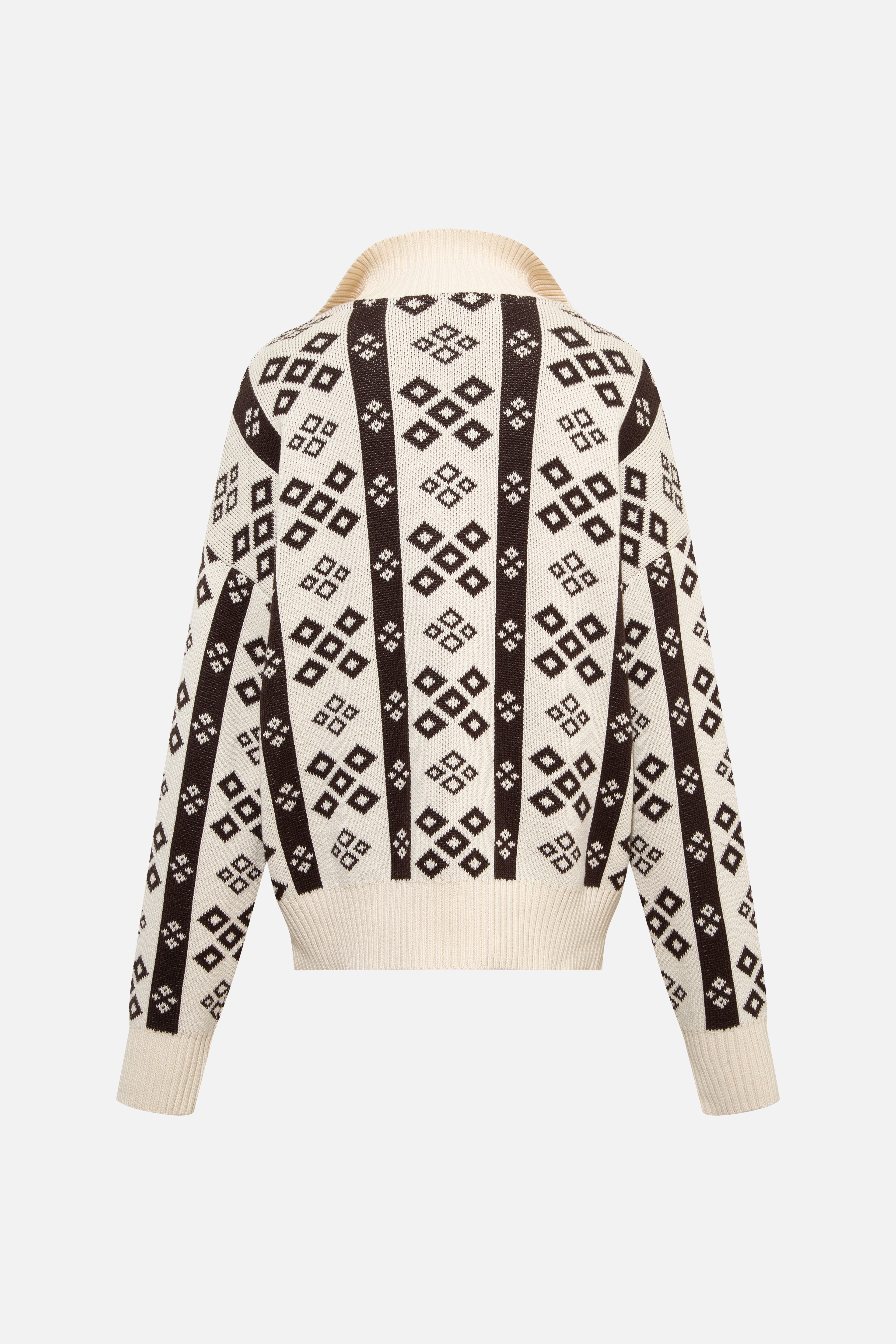 GENEVA - Cashmere-wool blend knit sweater with semi-zipper