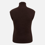 LESNA - High-neck cable knit vest with front pockets