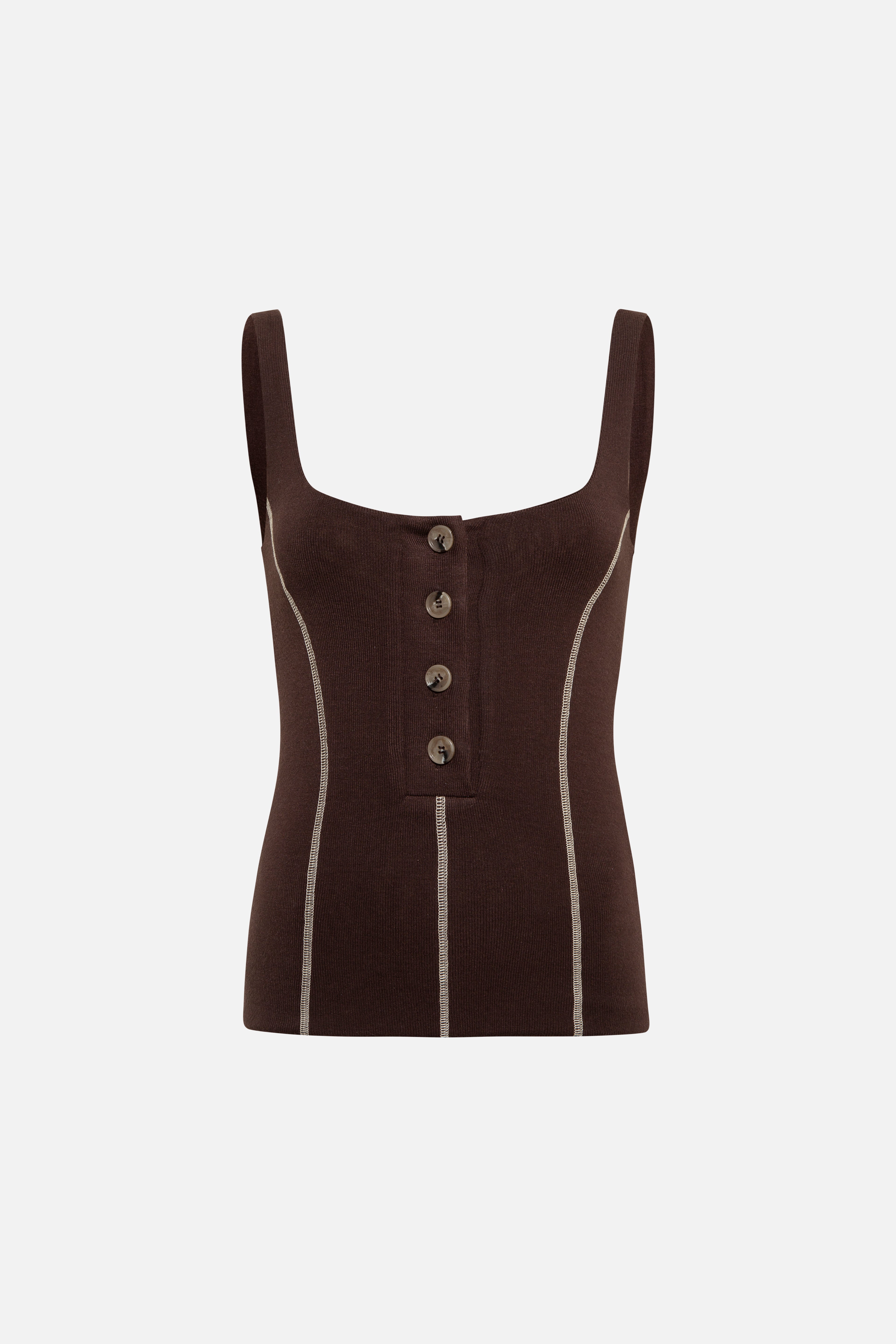 MIRA - Tank top with blanket-stitching