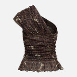 OPHI - One-shoulder printed mesh top