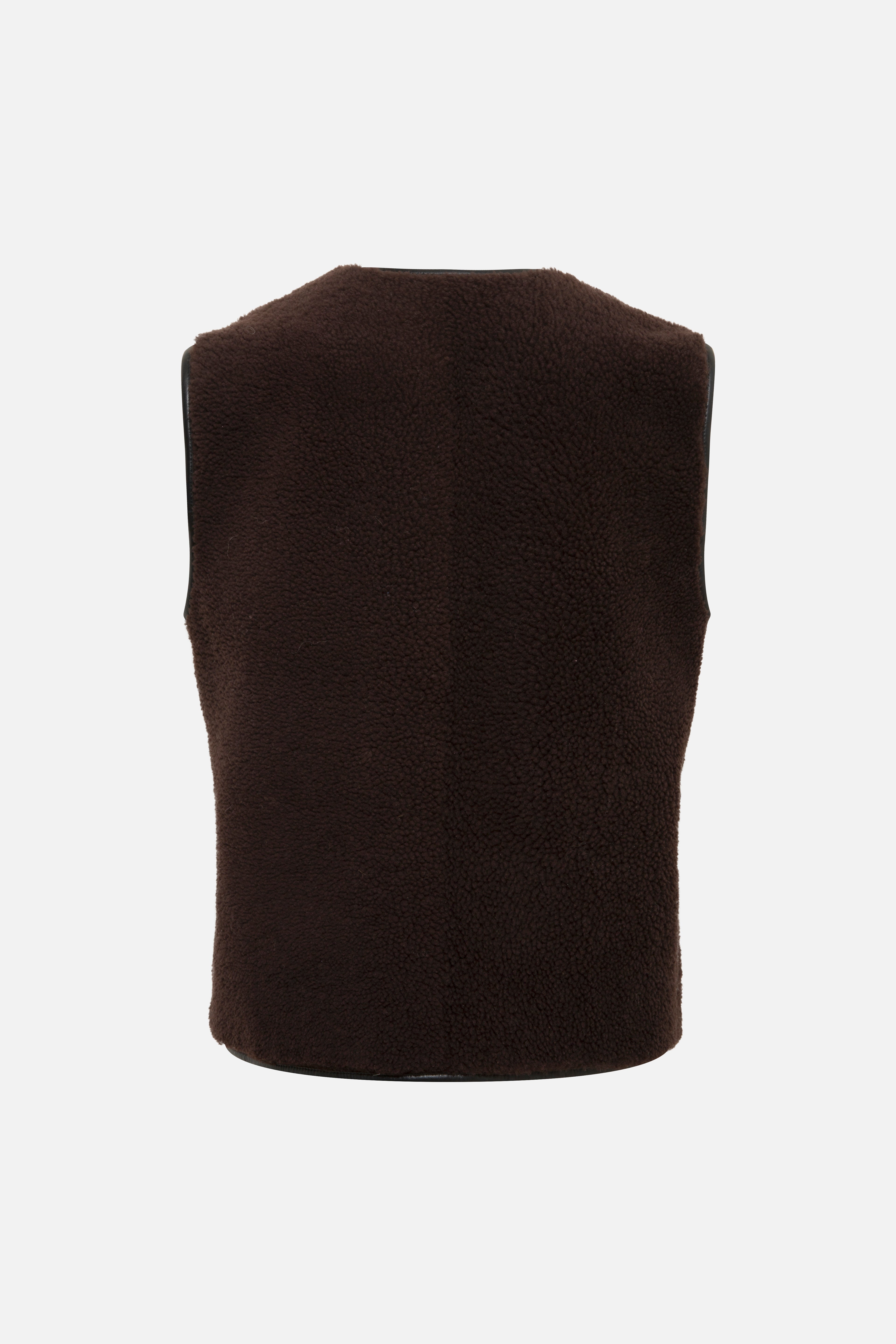 CLARA - Shearling vest with contrast leather trim