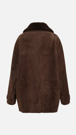 THEO - Oversized shearling-collar suede leather jacket