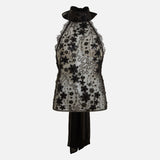 DARCY - Embroidered halter-neck top with lace trim