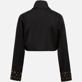 NOVA - Satin cropped shirt with embroidered sleeve cuffs