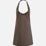 ZHEN - Halter-neck mini dress with embroidered neckline