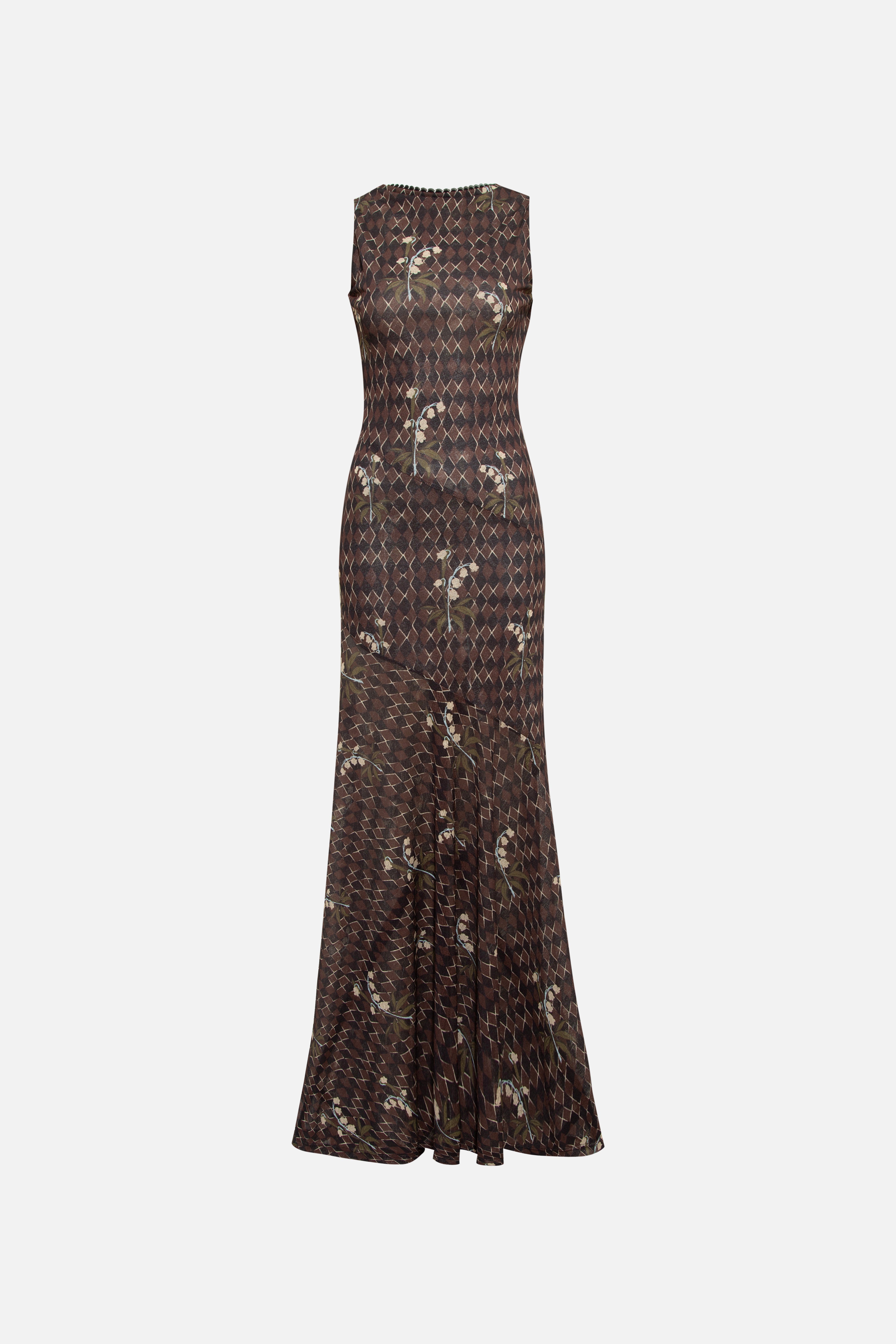 FENS - Open-back printed mesh maxi dress