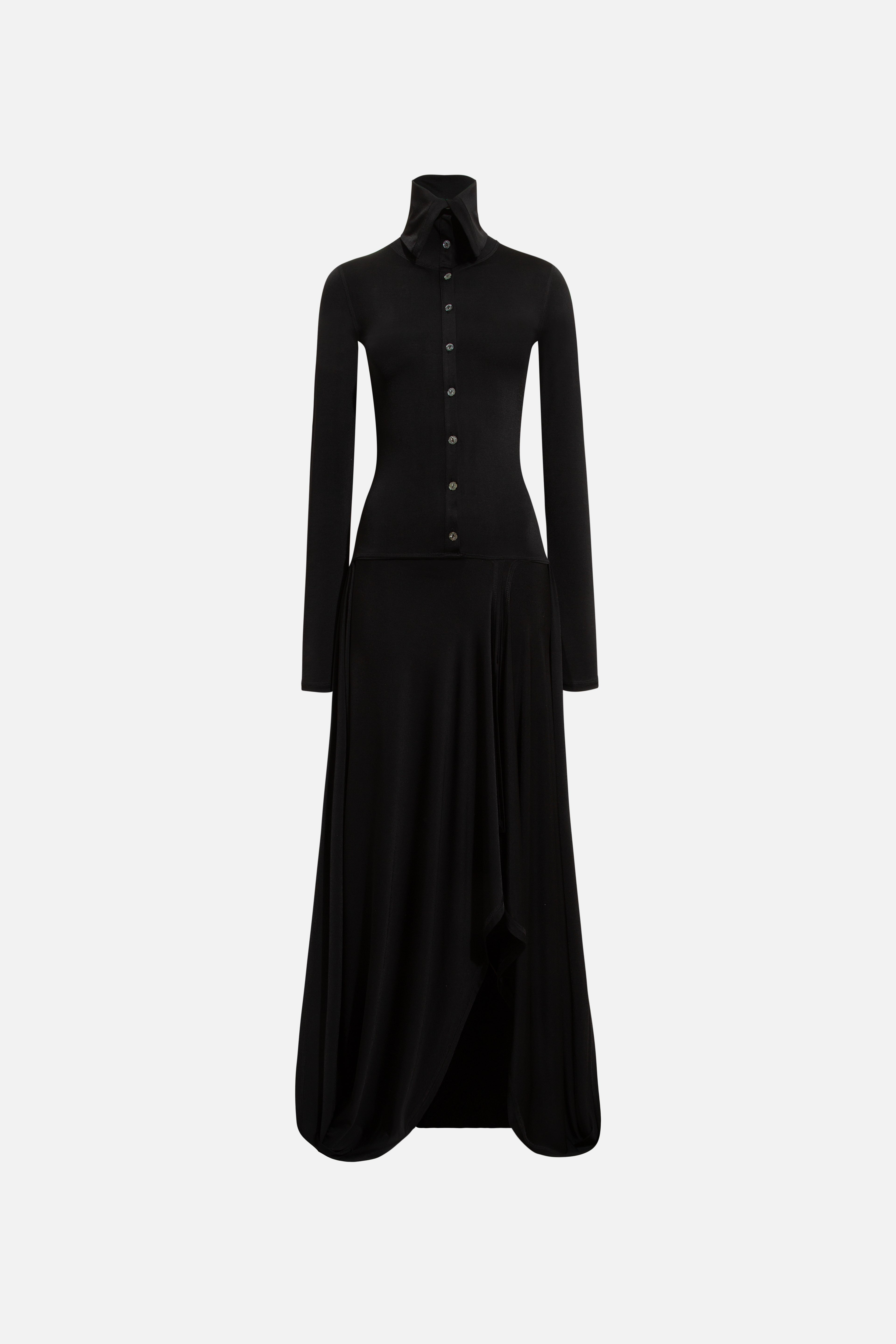 VESPER - High-neck button jersey dress