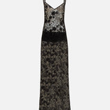 LUCILLE - Embroidered open back maxi dress with mini shorts