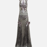 MATILDA - Bow detailed embroidered maxi dress