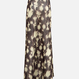 SINY - Printed mesh semi-sheer maxi skirt