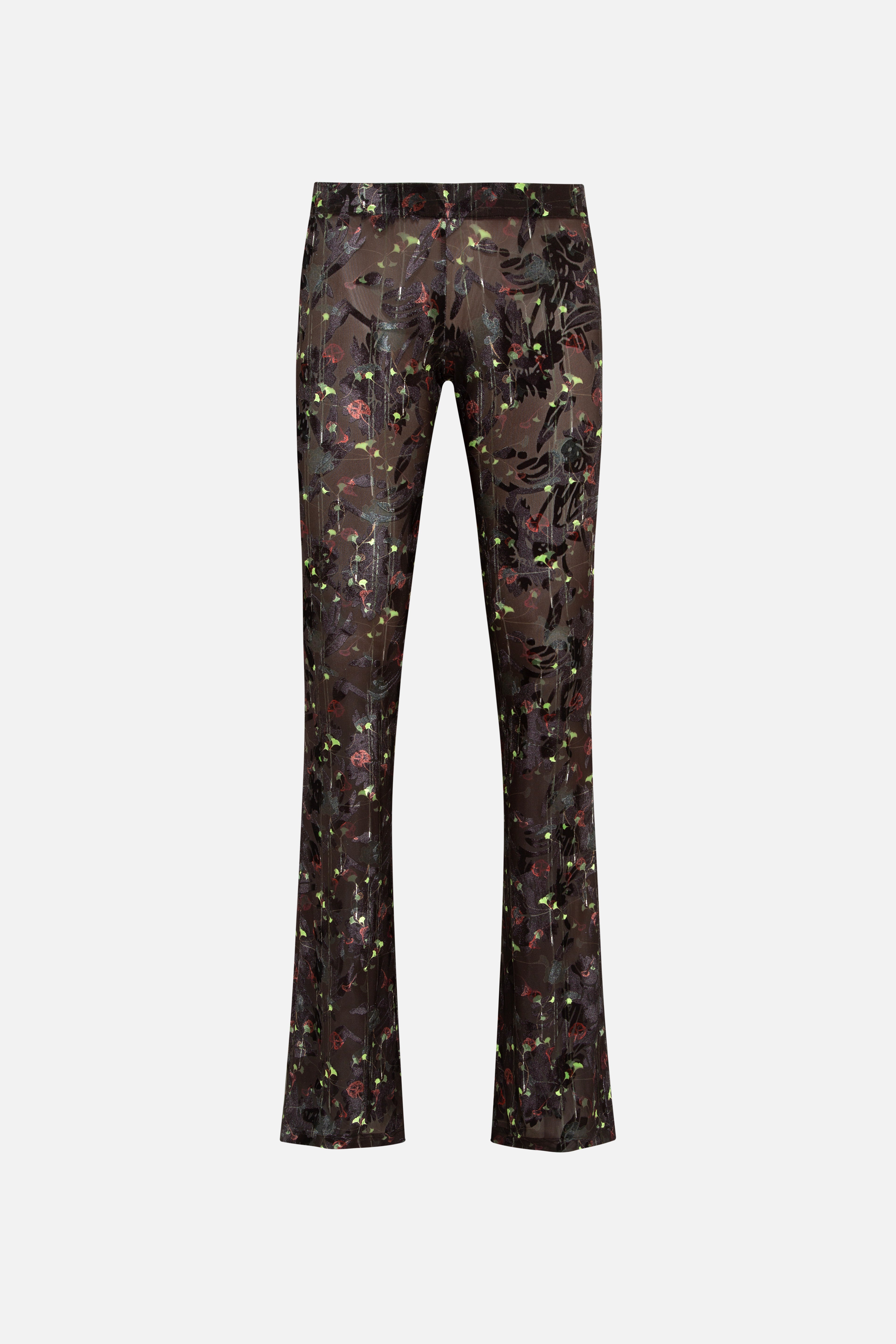 FLO - Flare velvet pants with devoré detail