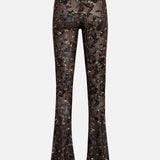 FLO - Flare velvet pants with devoré detail