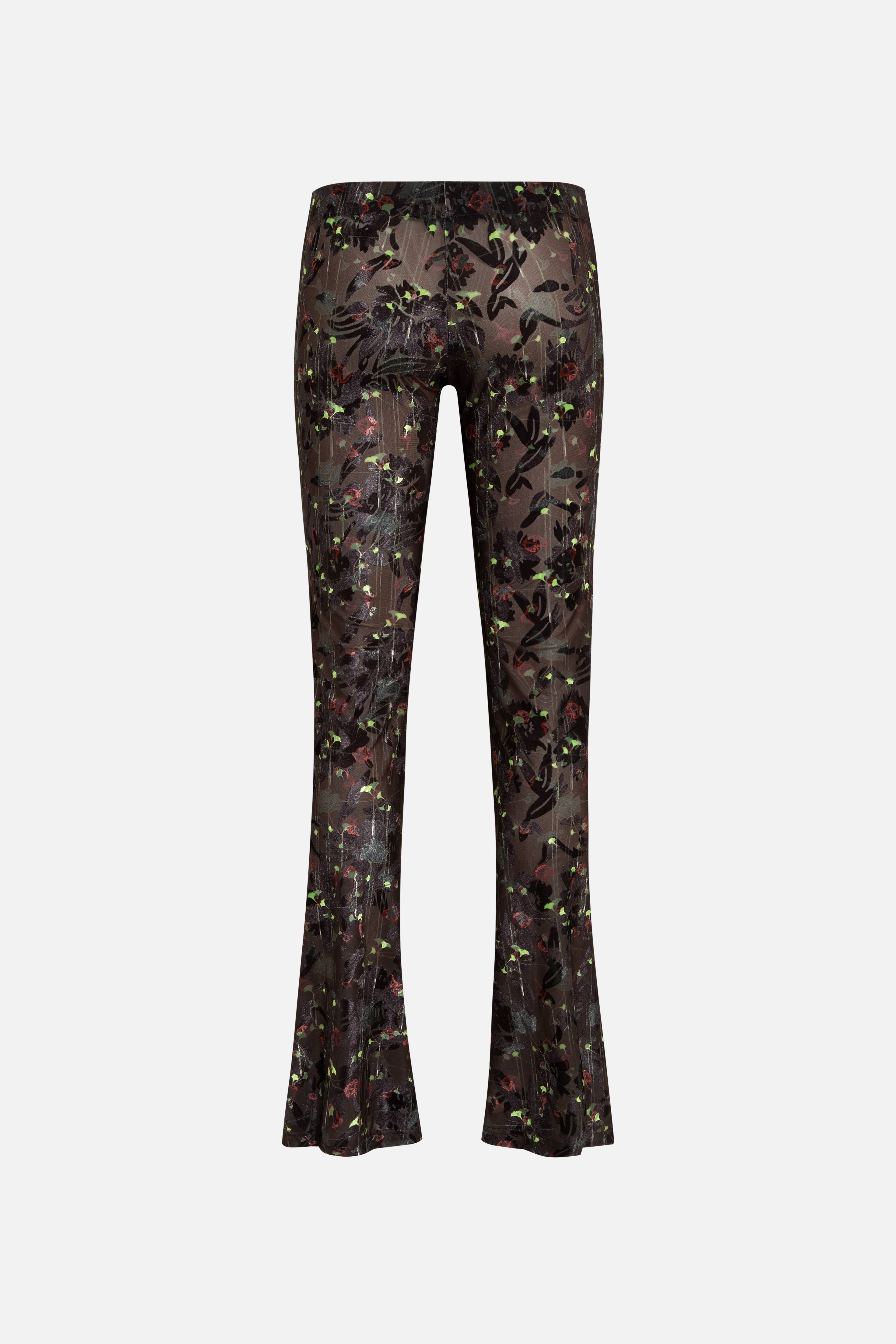 FLO - Flare velvet pants with devoré detail