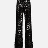 VIDA - Embroidered wide-leg pants with mini shorts