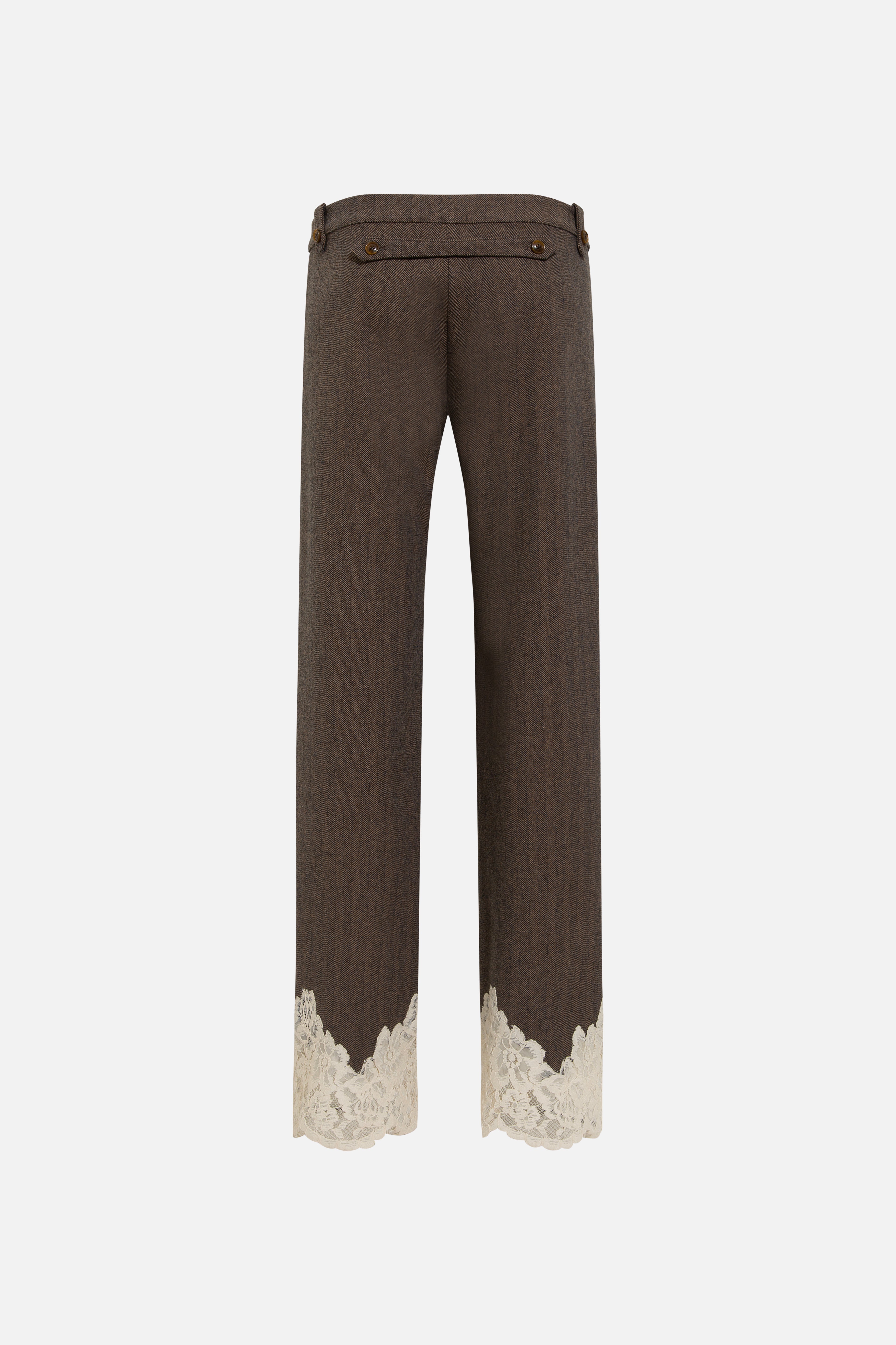 VIVIENNE - Wool blend pants with lace-trimmed hem